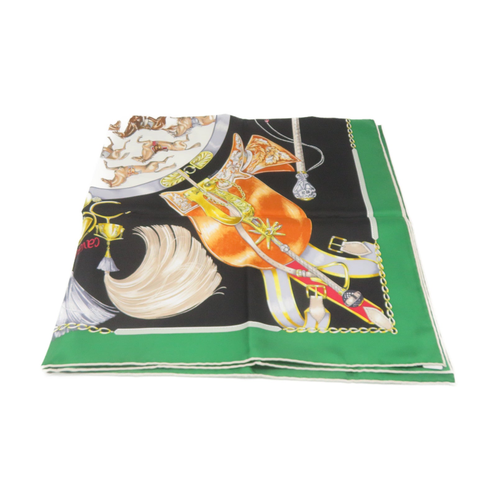 HERMES 絲質Scarf絲巾綠色/黑色/彩色