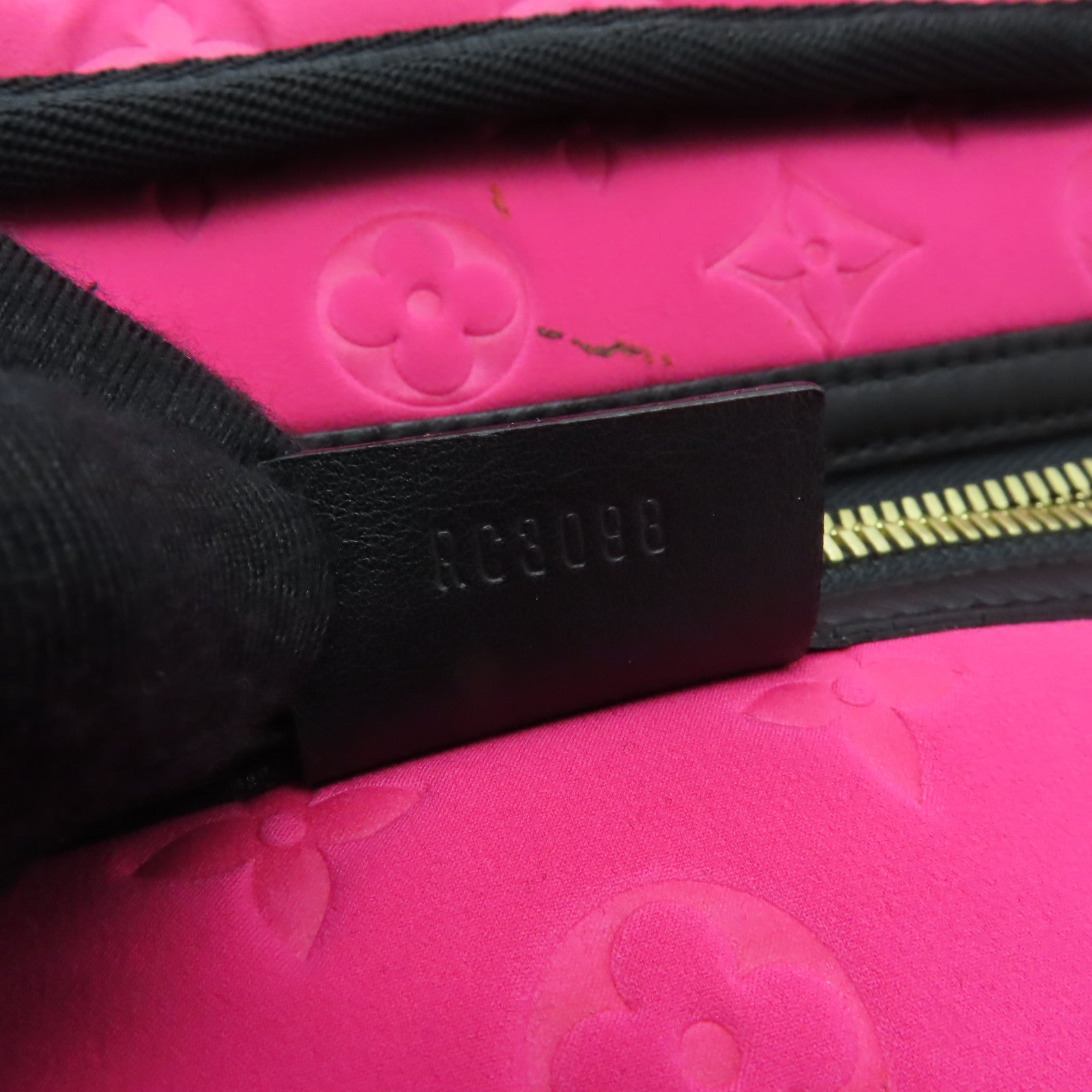 LOUIS VUITTON Monogram Scuba MM金扣手挽袋粉紅色