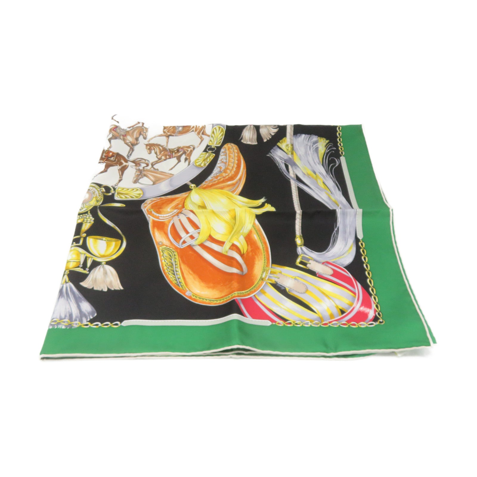 HERMES 絲質Scarf絲巾綠色/黑色/彩色