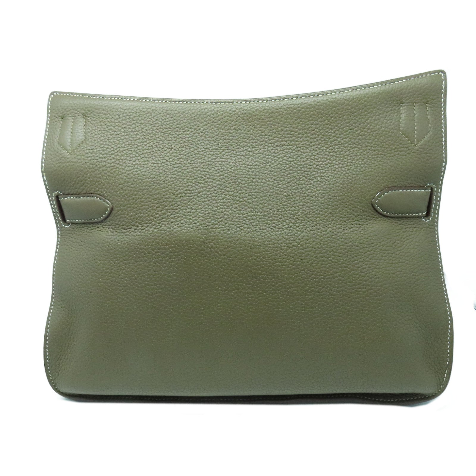 HERMES Clemence皮革Jypsiere 34银扣肩背袋Etoupe灰色