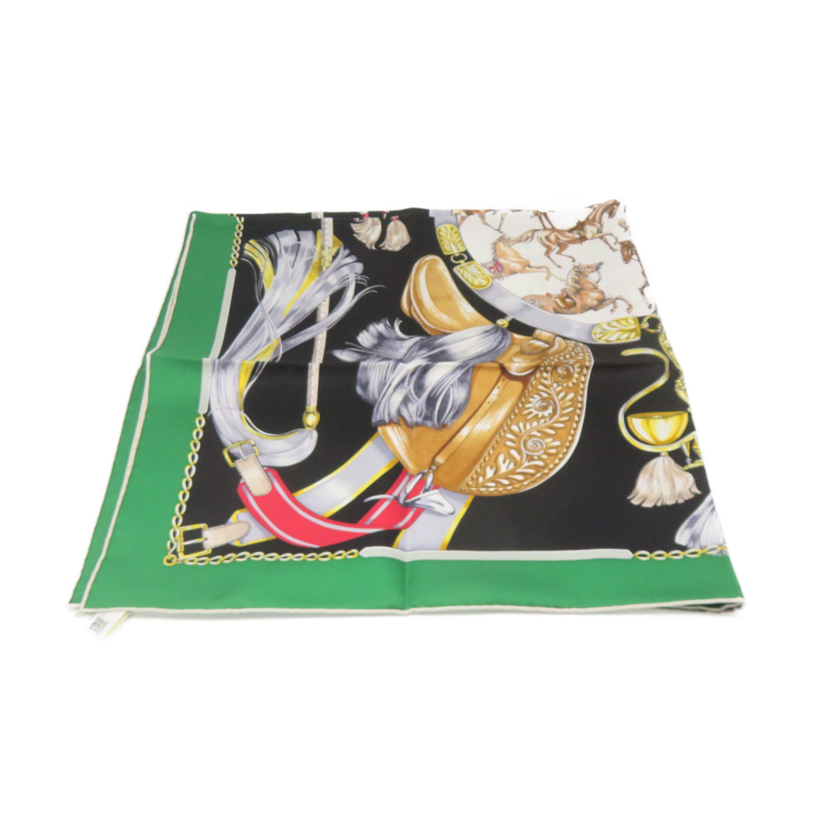 HERMES 絲質Scarf絲巾綠色/黑色/彩色