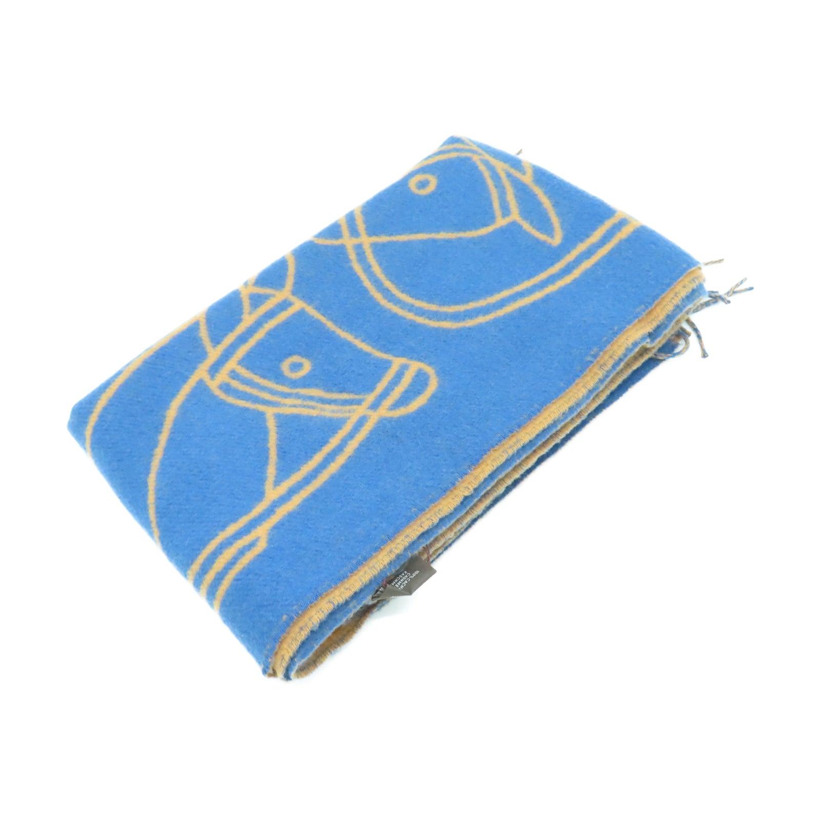 HERMES 羊绒Scarf围巾蓝色/棕色