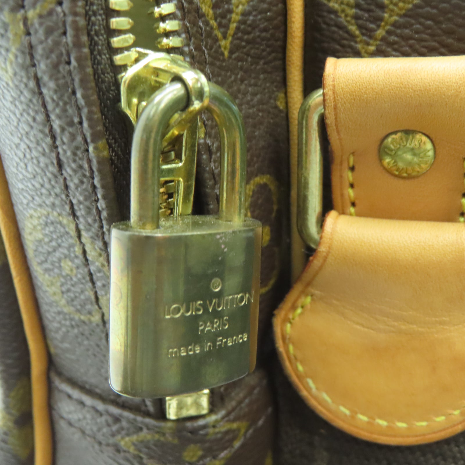 LOUIS VUITTON Monogram Reporter GM金扣肩背袋棕色