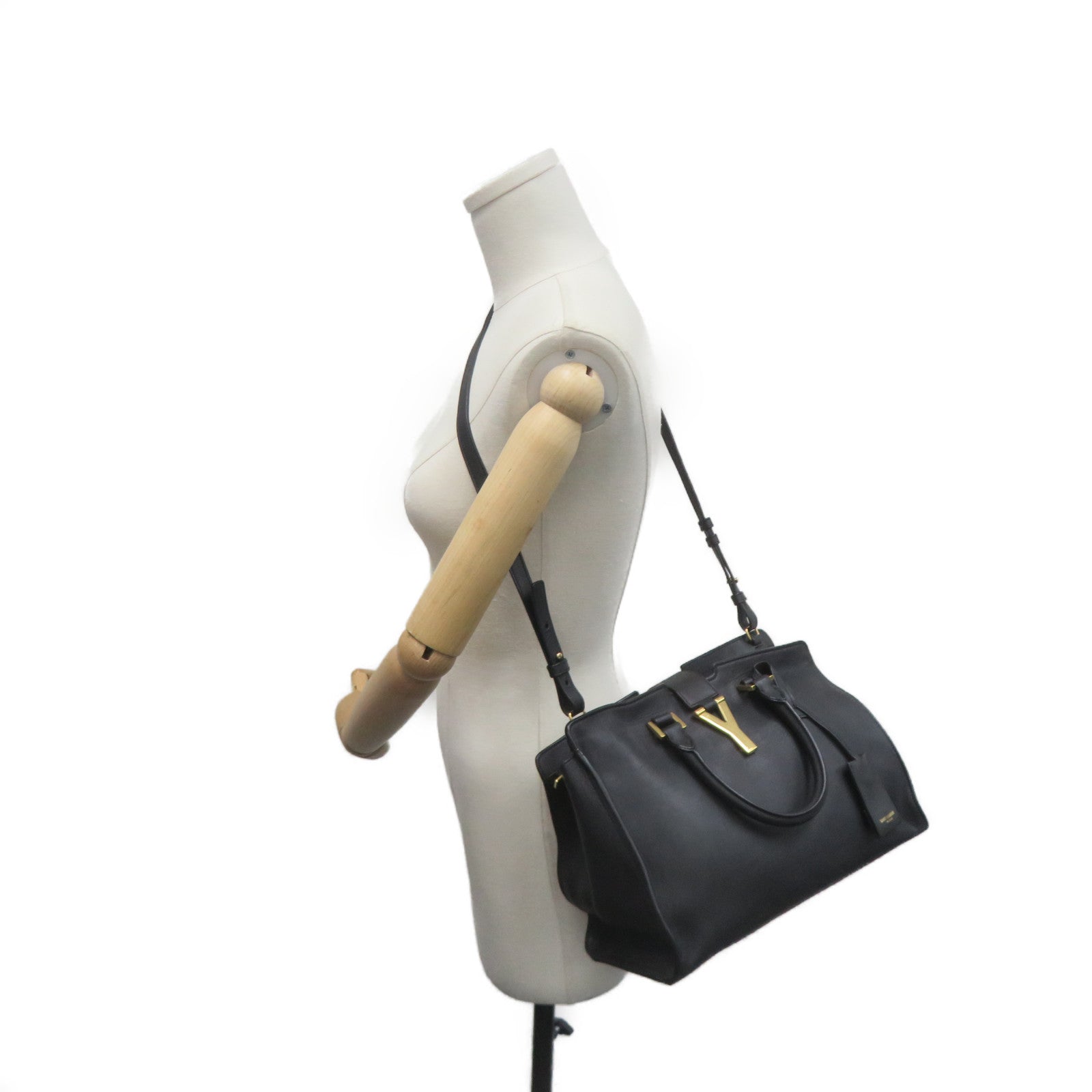 YVES SAINT LAURENT 牛皮皮革2 Way Shoulder Bag手挽肩背两用袋黑色