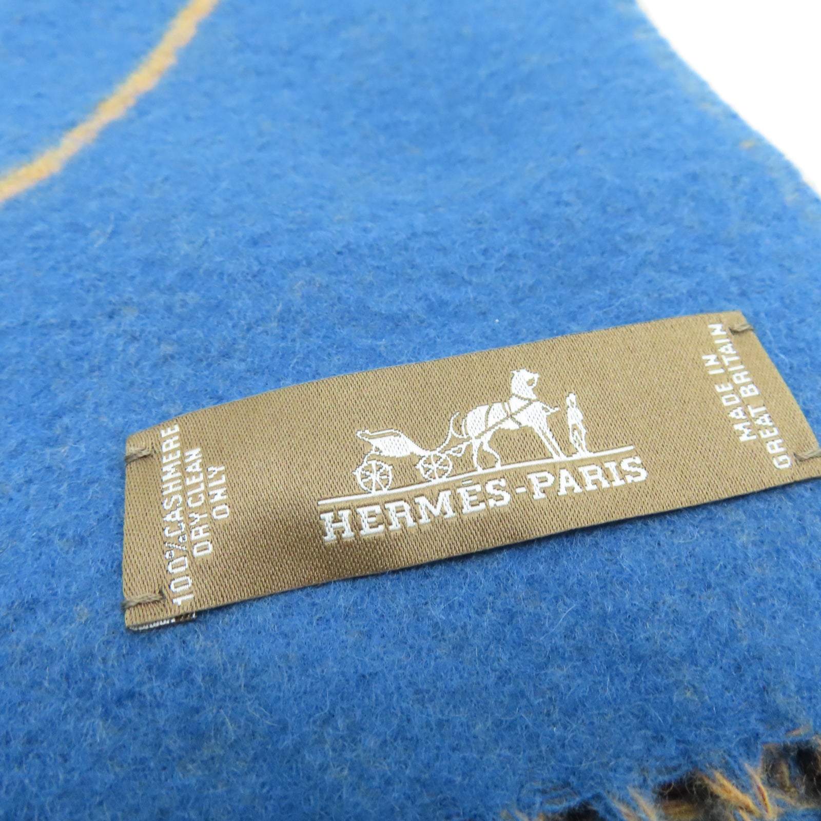 HERMES 羊绒Scarf围巾蓝色/棕色