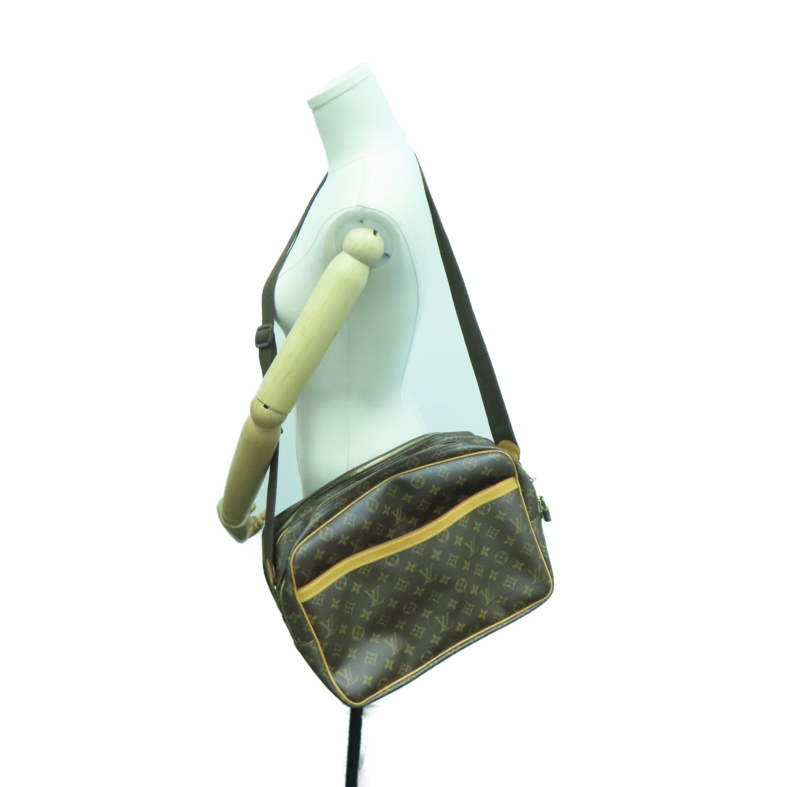 LOUIS VUITTON Monogram Reporter GM金扣肩背袋棕色