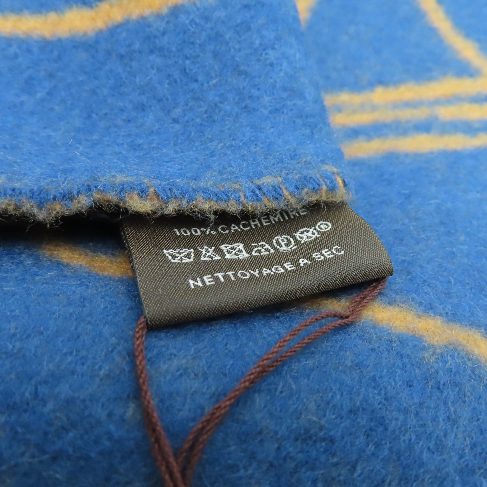 HERMES 羊绒Scarf围巾蓝色/棕色