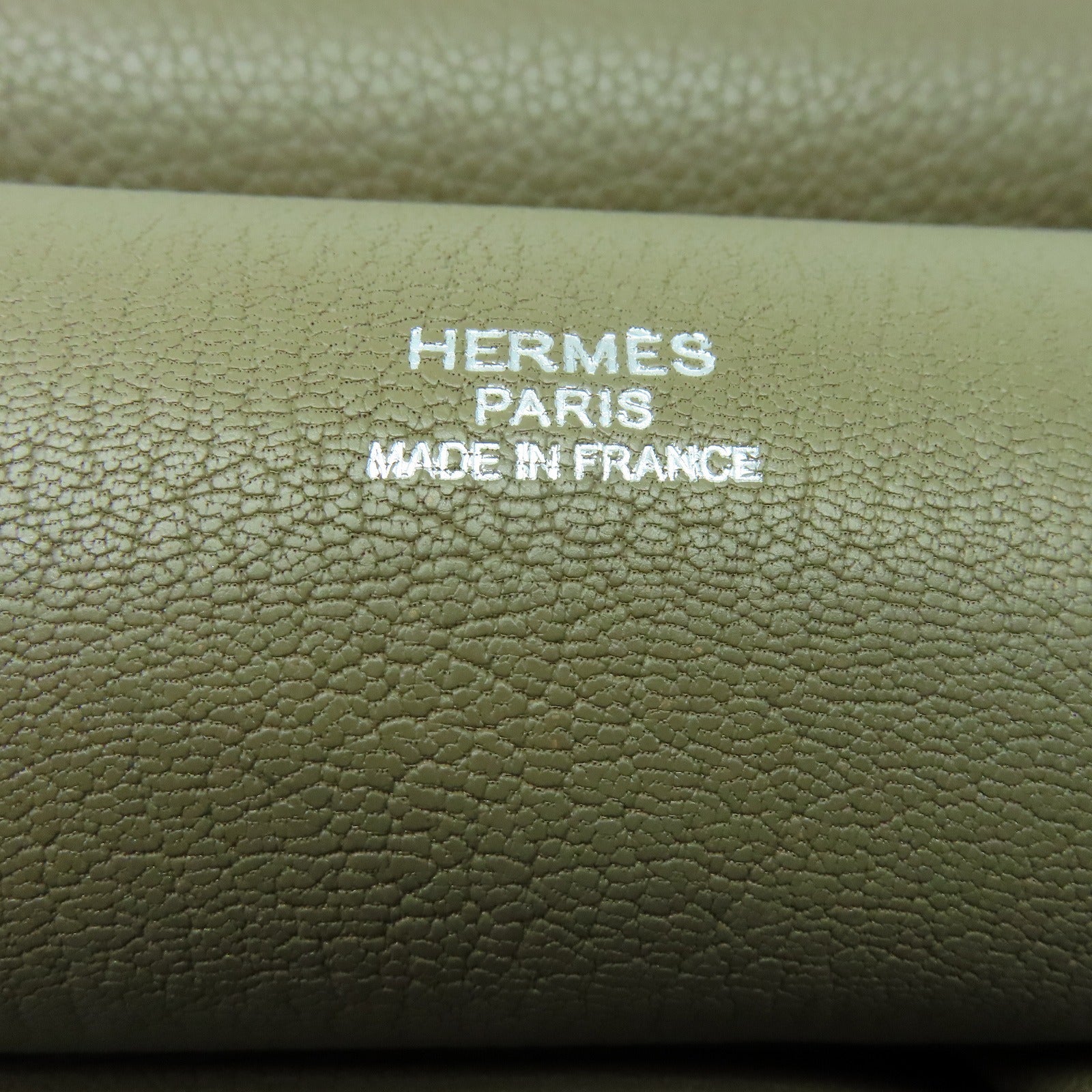HERMES Clemence皮革Jypsiere 34银扣肩背袋Etoupe灰色