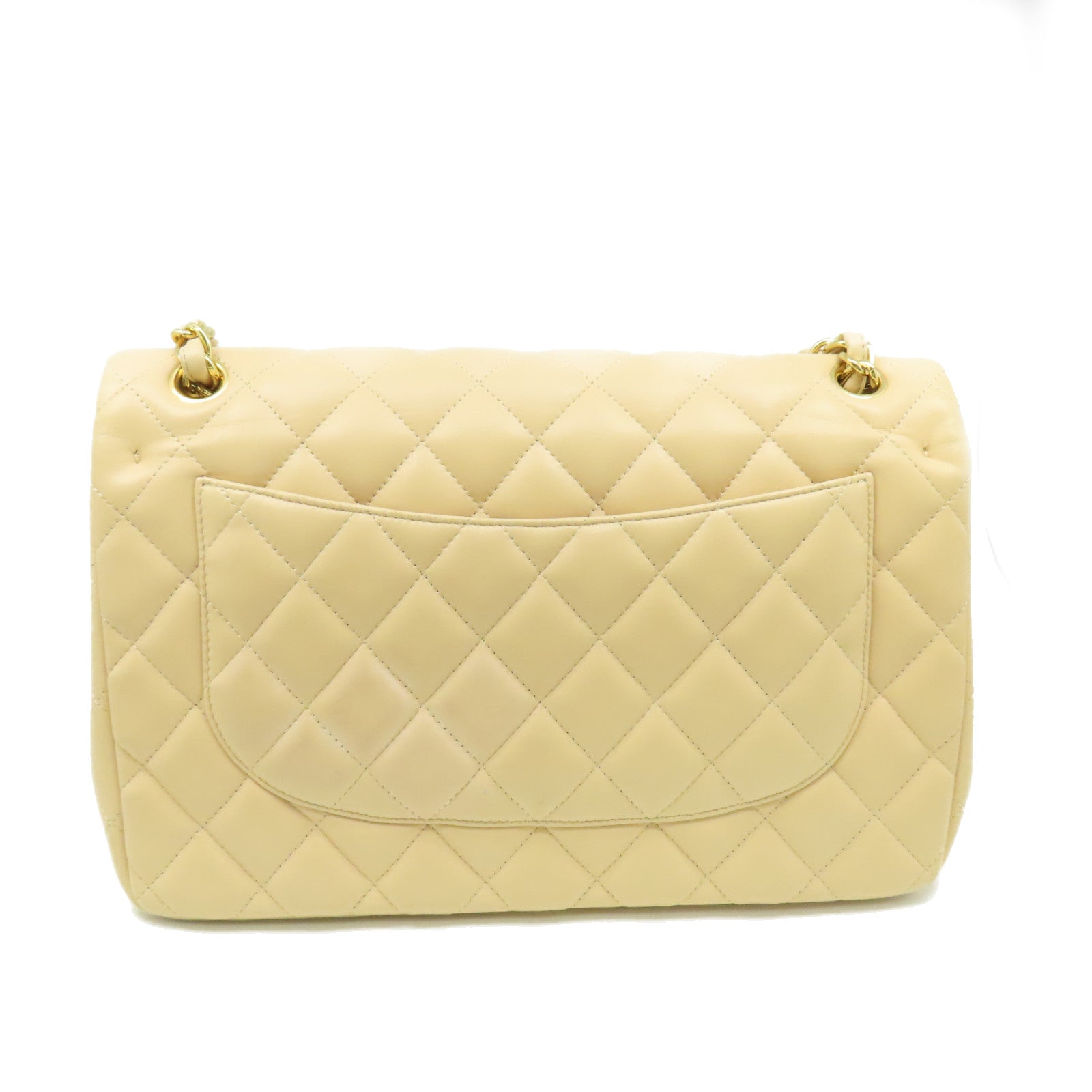 CHANEL 【激減優惠】菱格羊皮皮革Jumbo Chain Shoulder Bag金扣鏈帶肩背袋杏色