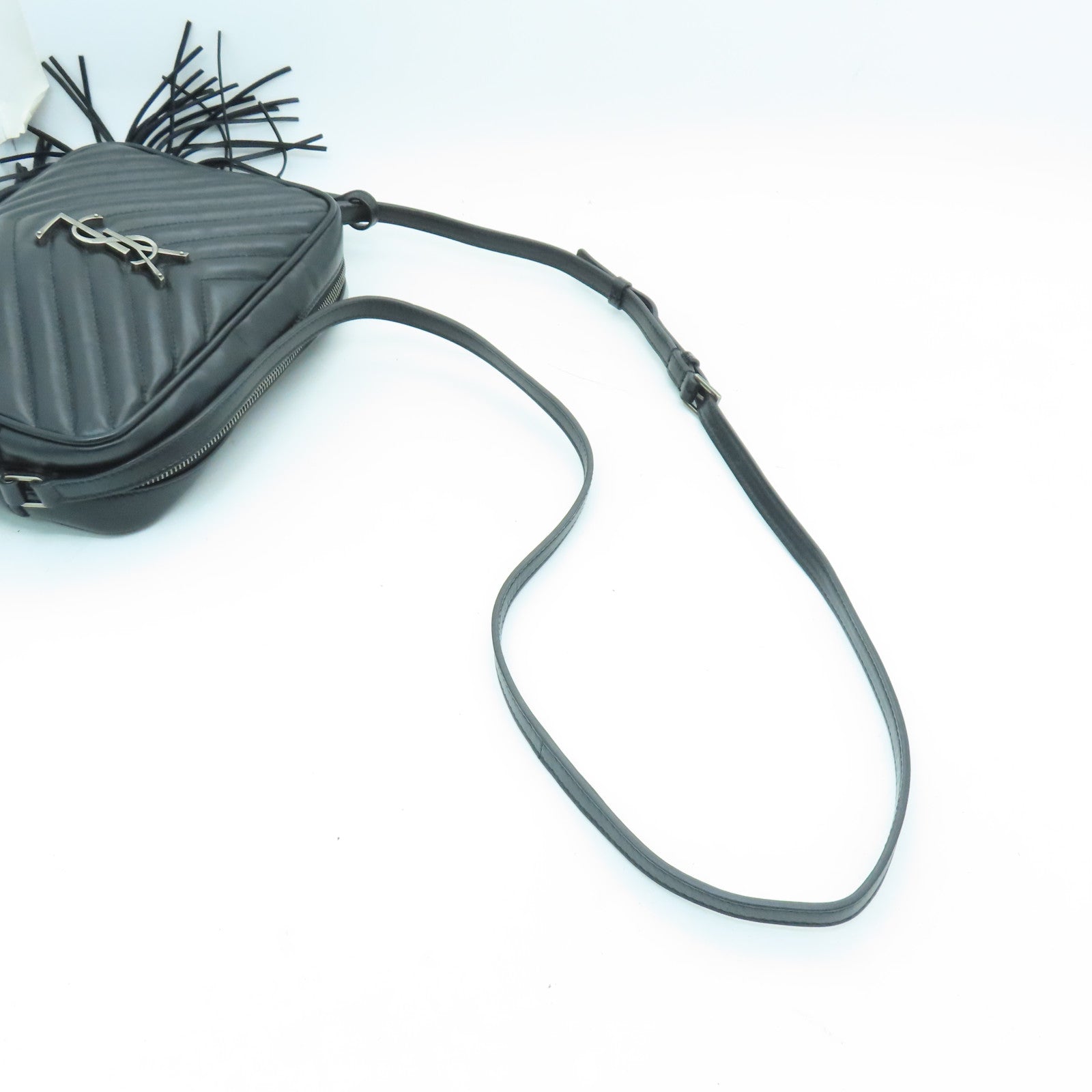 YVES SAINT LAURENT 牛皮皮革Shoulder Bag銀扣肩背袋黑色