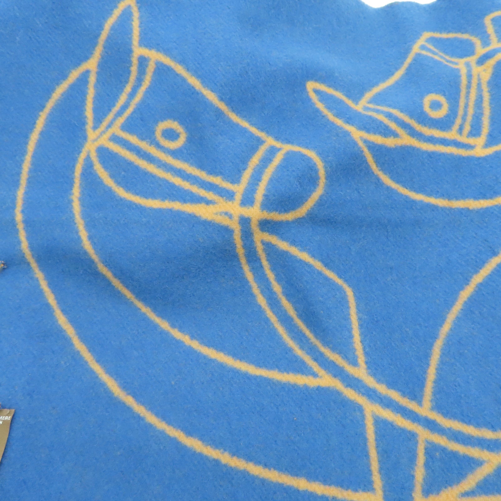 HERMES 羊绒Scarf围巾蓝色/棕色