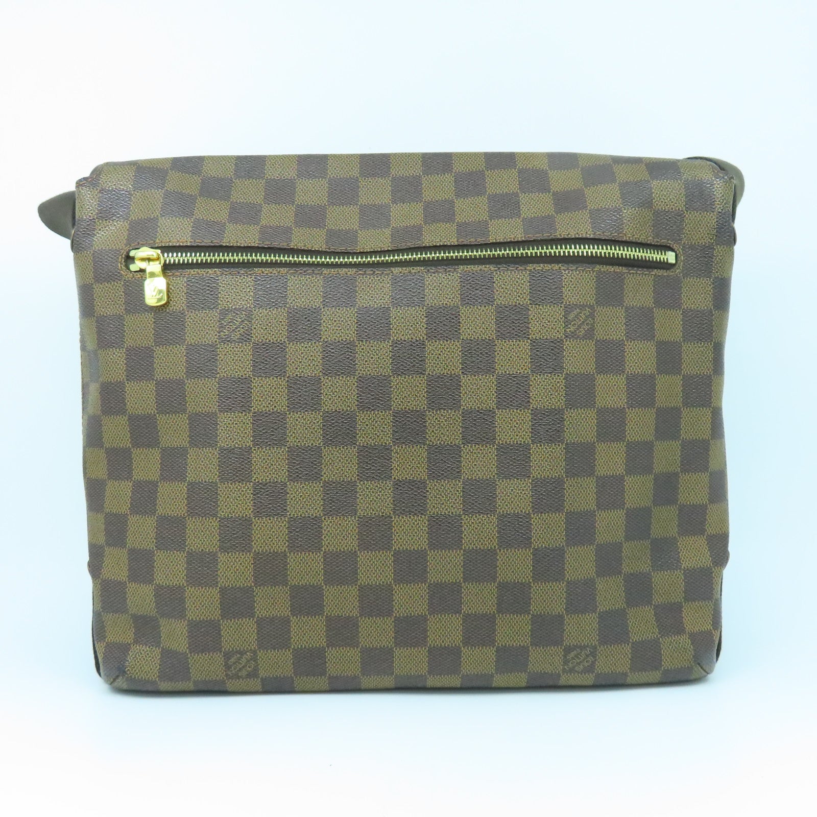 LOUIS VUITTON Damier Brooklyn MM Gold Buckle Shoulder Bag Brown