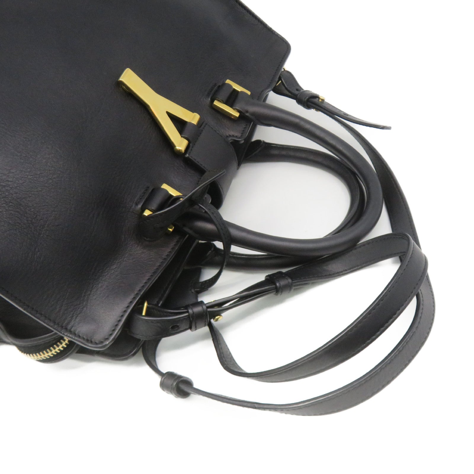 YVES SAINT LAURENT 牛皮皮革2 Way Shoulder Bag手挽肩背两用袋黑色