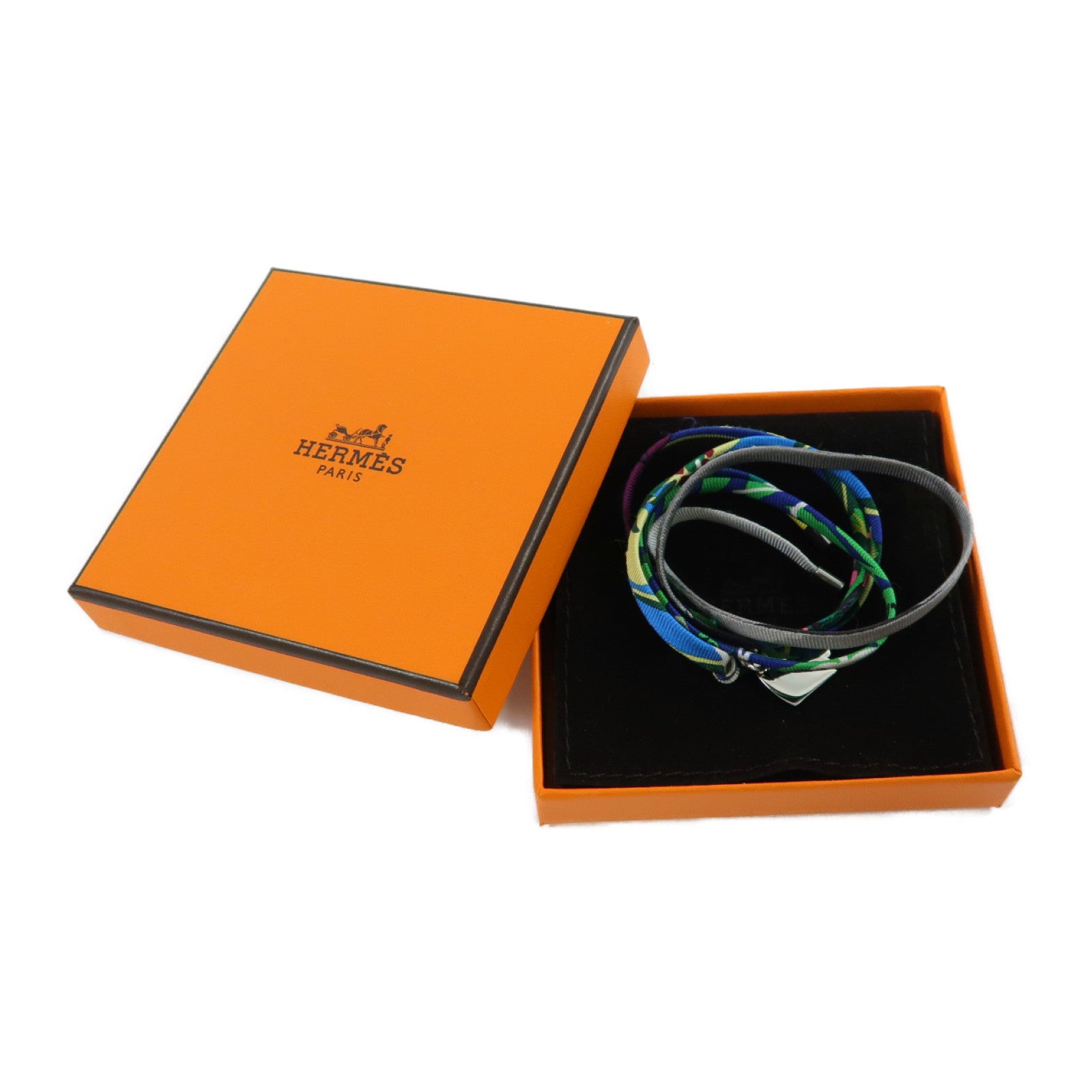 HERMES 絲質Horse Necklace項鍊綠色