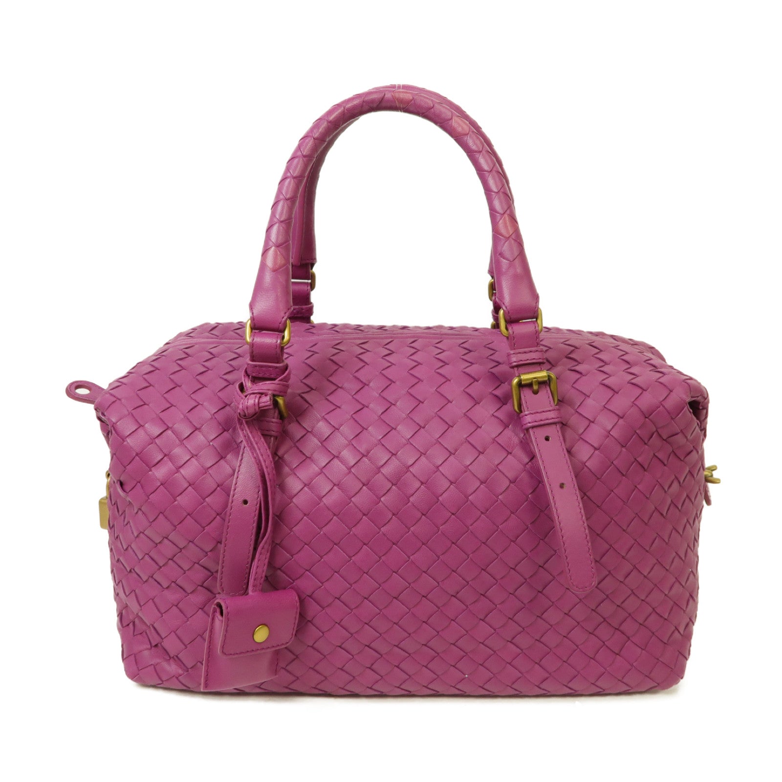 BOTTEGA VENETA 織紋皮革Montaigne Handbag金扣手挽袋紫色
