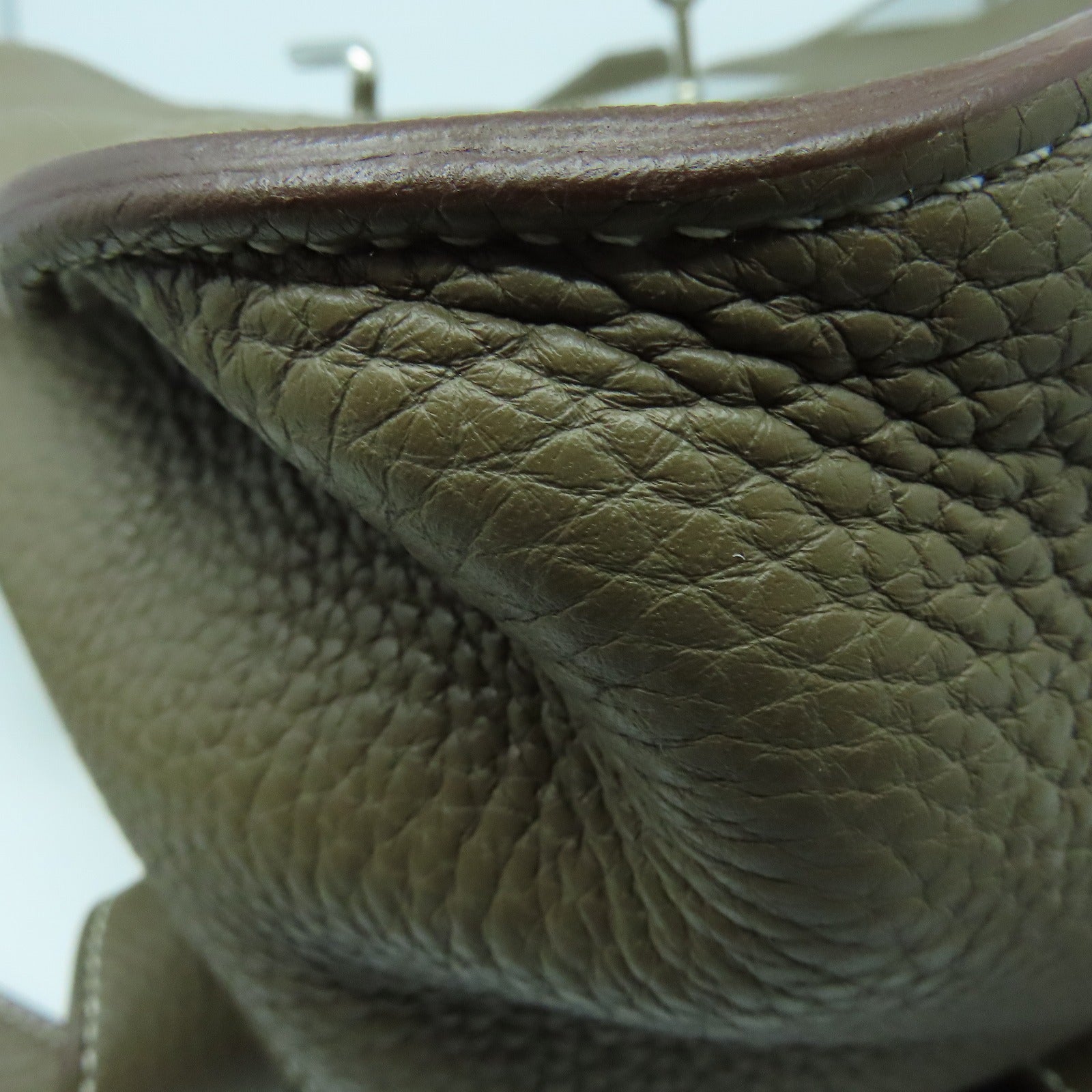 HERMES Clemence皮革Jypsiere 34银扣肩背袋Etoupe灰色