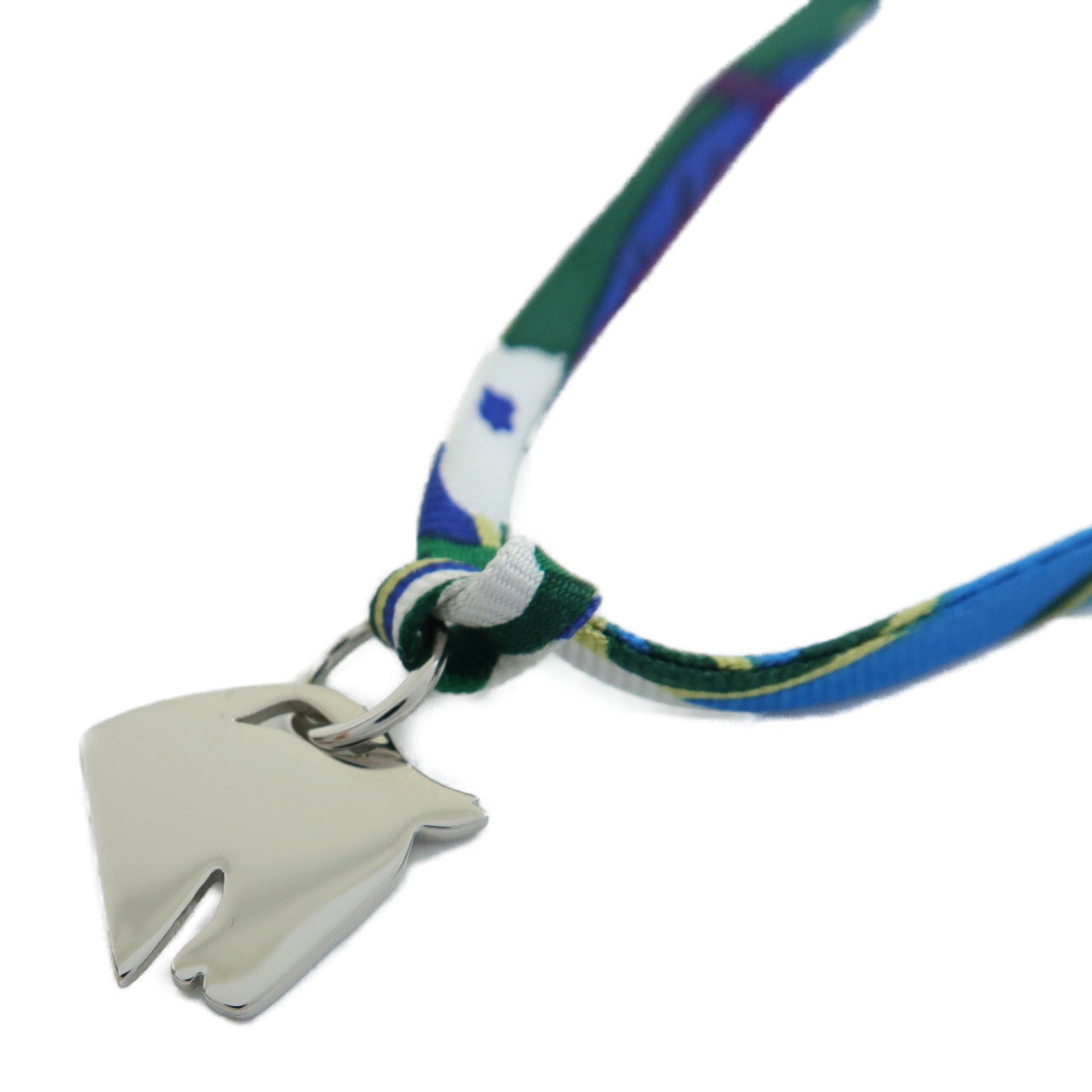 HERMES 絲質Horse Necklace項鍊綠色