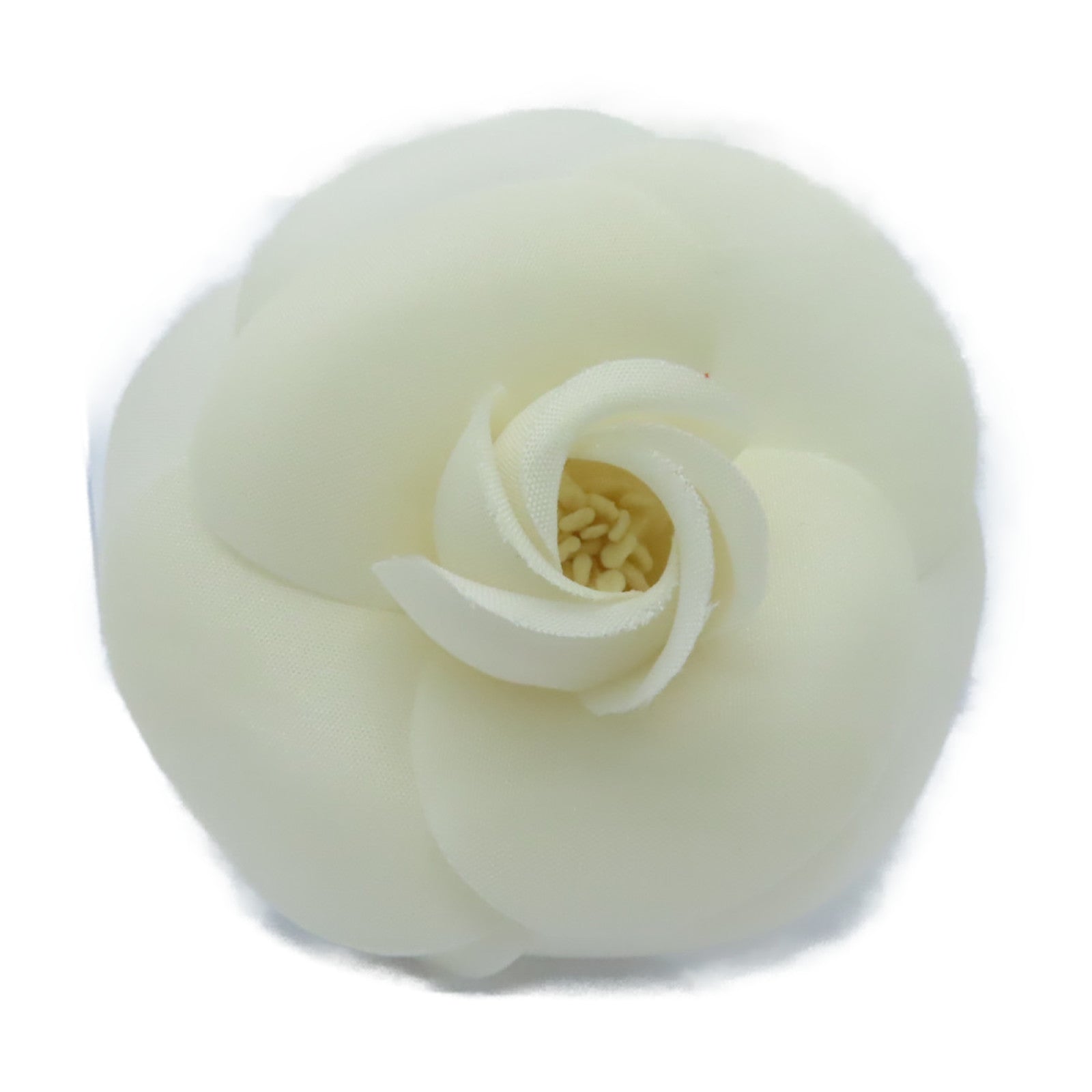CHANEL 絲質Brooch金扣胸針白色