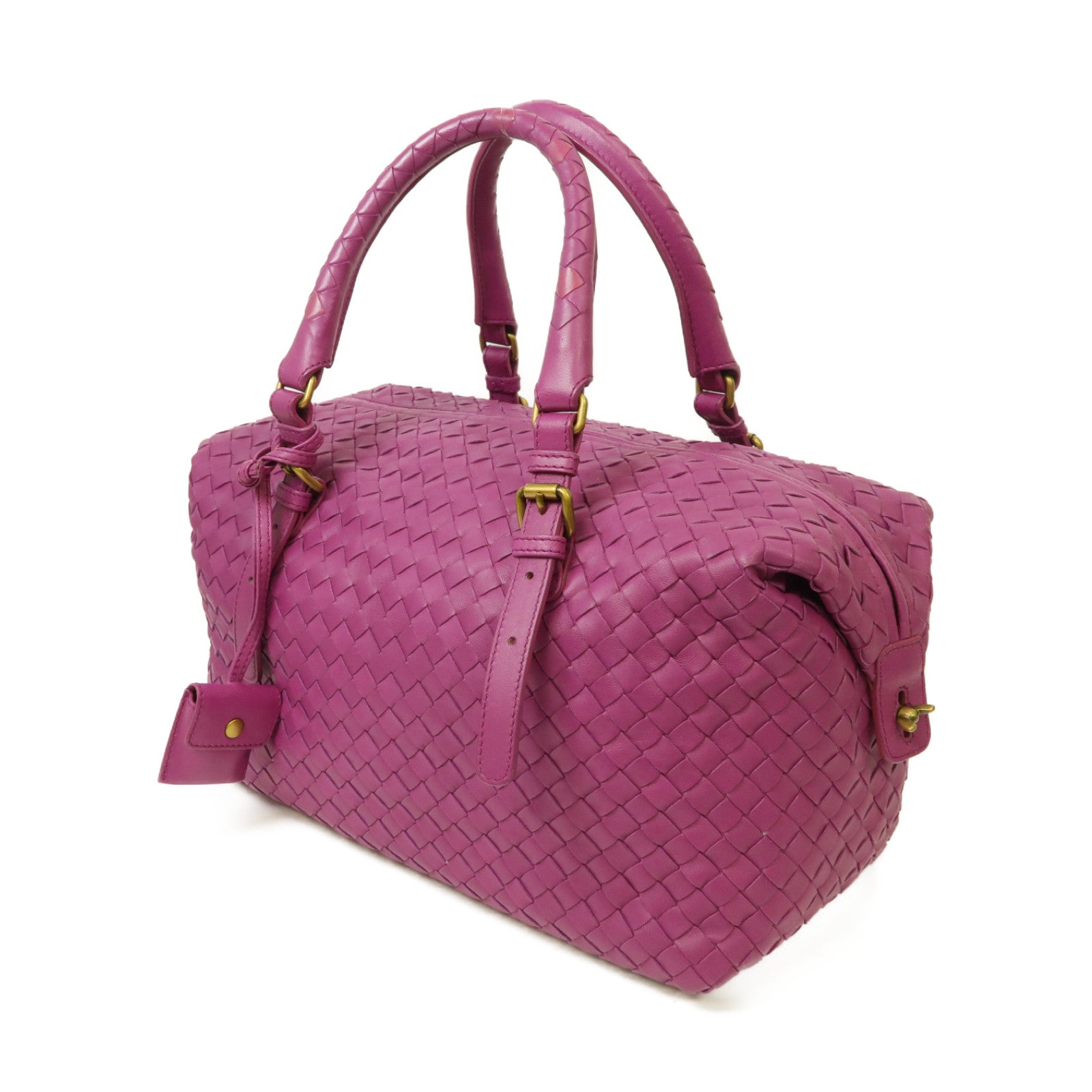 BOTTEGA VENETA 織紋皮革Montaigne Handbag金扣手挽袋紫色