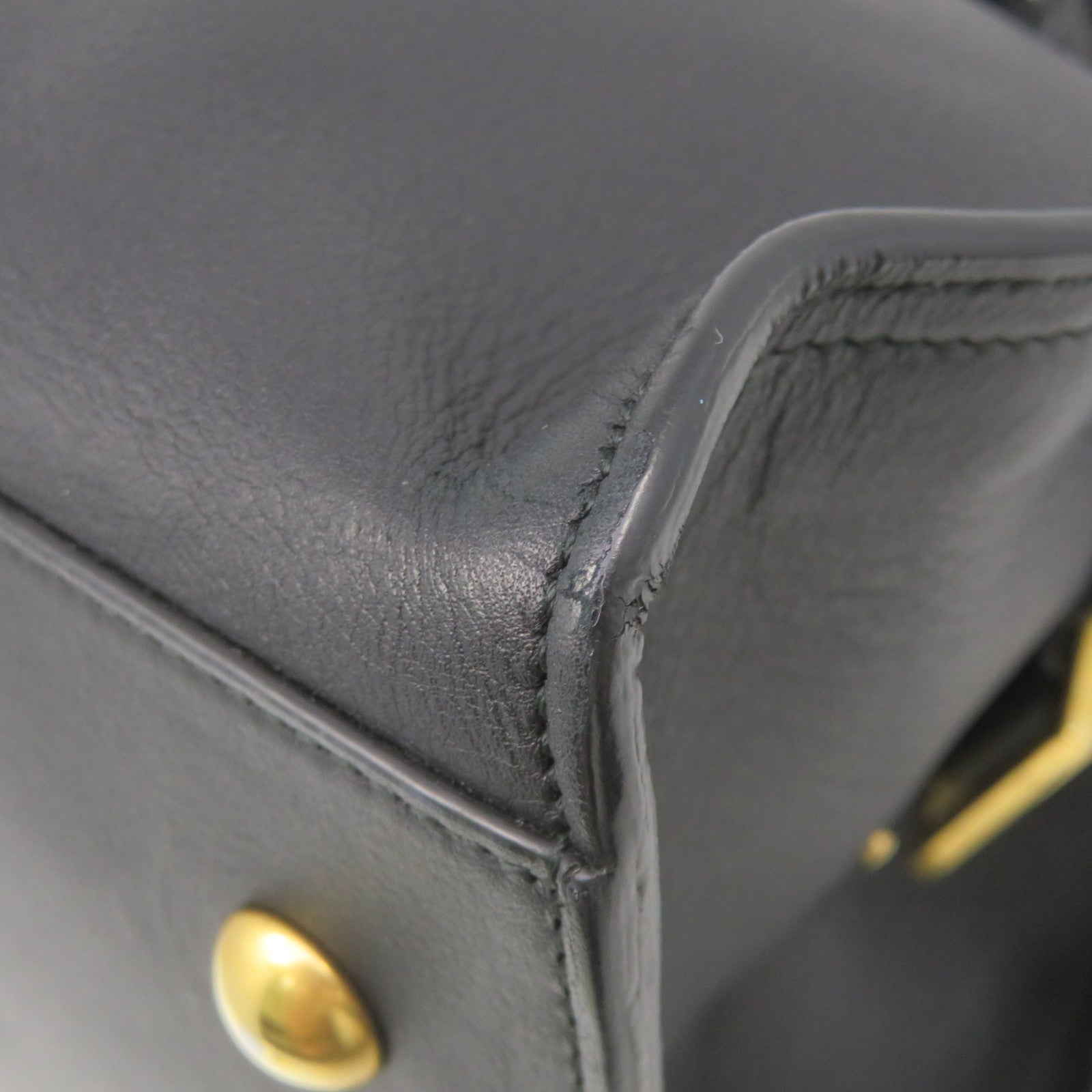YVES SAINT LAURENT 牛皮皮革2 Way Shoulder Bag手挽肩背两用袋黑色