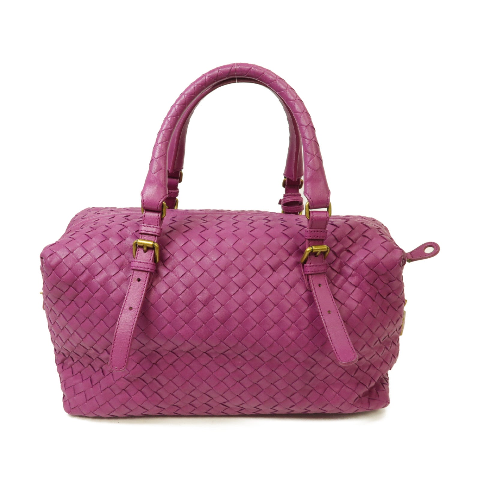 BOTTEGA VENETA 織紋皮革Montaigne Handbag金扣手挽袋紫色