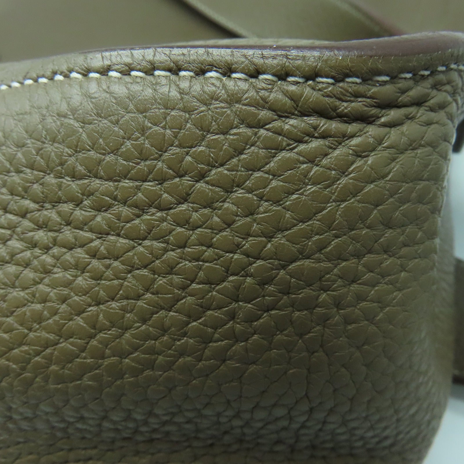 HERMES Clemence皮革Jypsiere 34银扣肩背袋Etoupe灰色