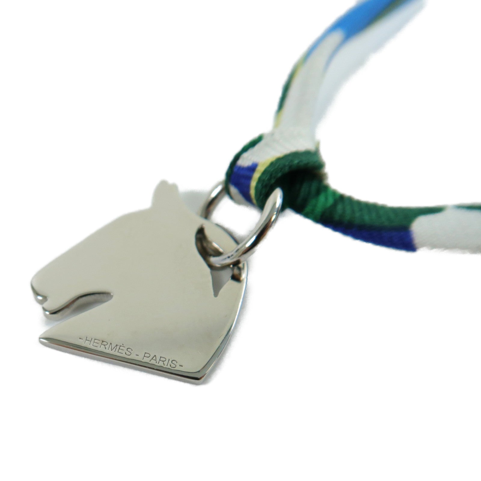HERMES 絲質Horse Necklace項鍊綠色