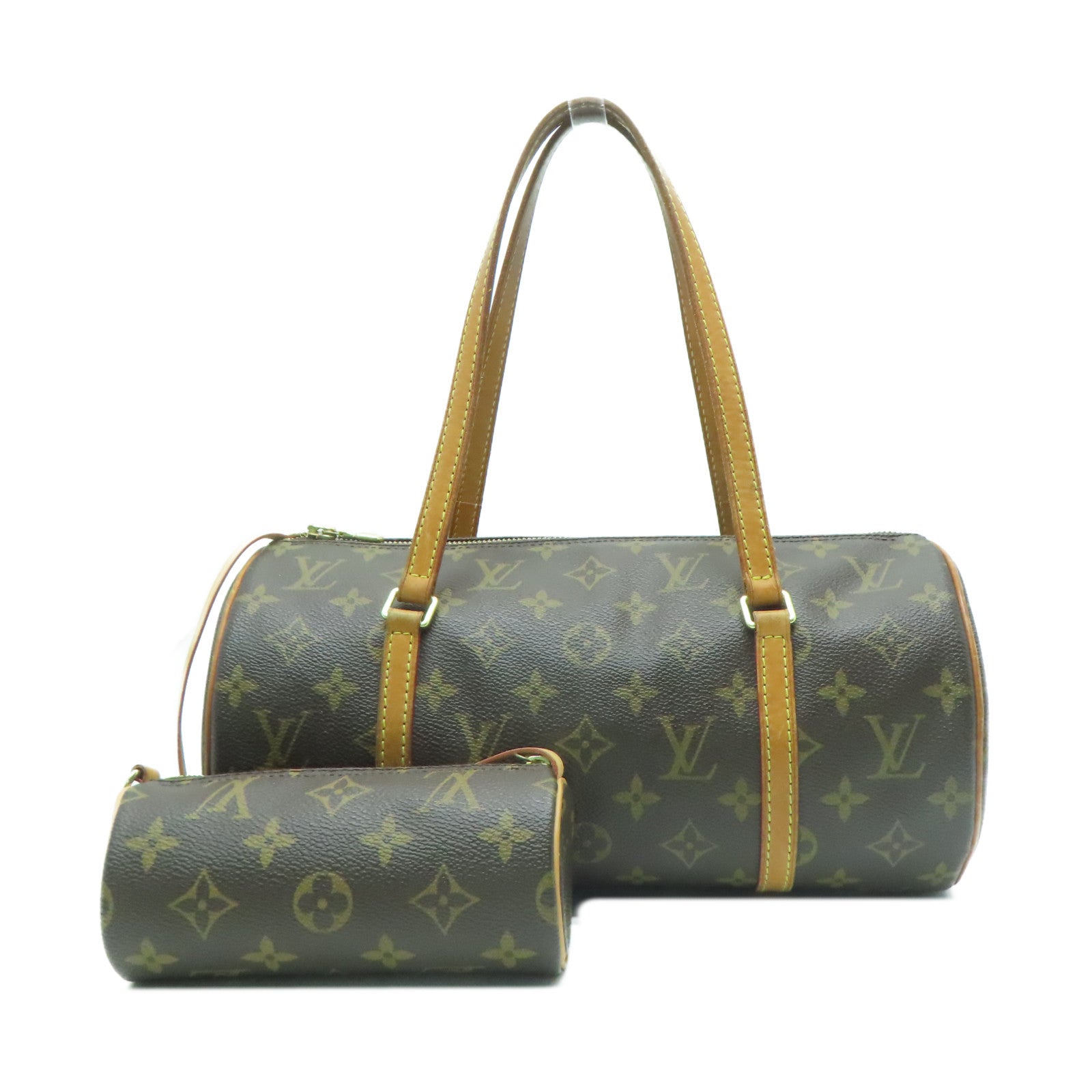LOUIS VUITTON Monogram Papillon GM金扣手挽袋啡色