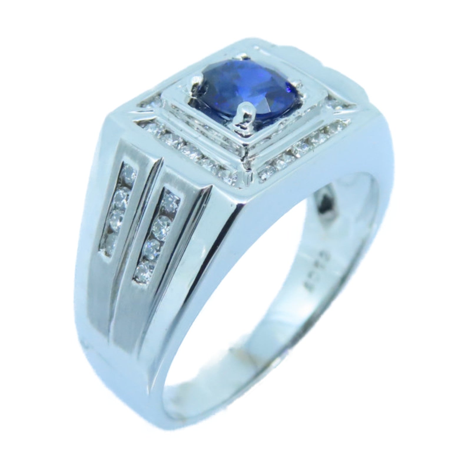 JEWELRY 18K White Gold Sapphire Ring Sapphire Ring US#8