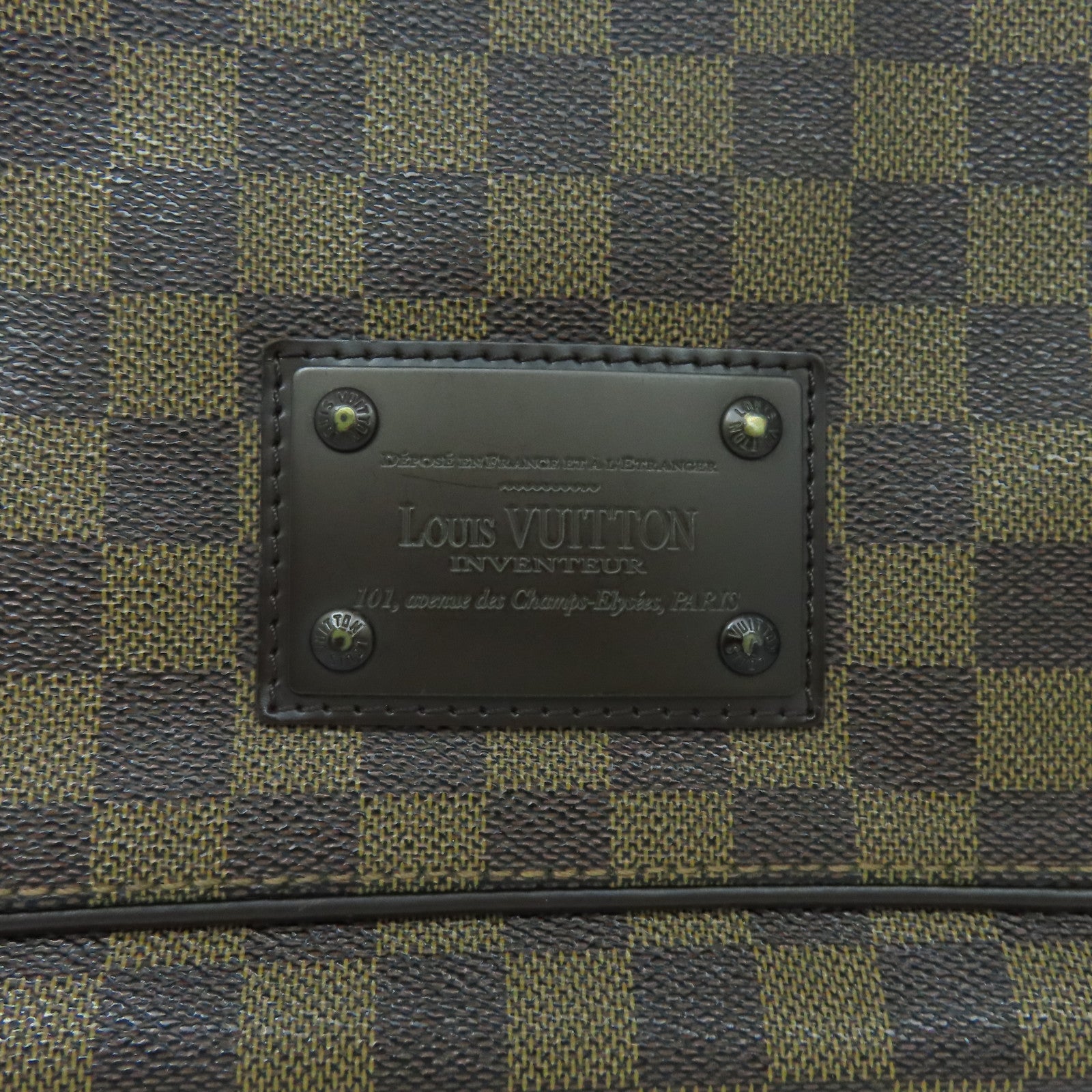 LOUIS VUITTON Damier Brooklyn MM Gold Buckle Shoulder Bag Brown