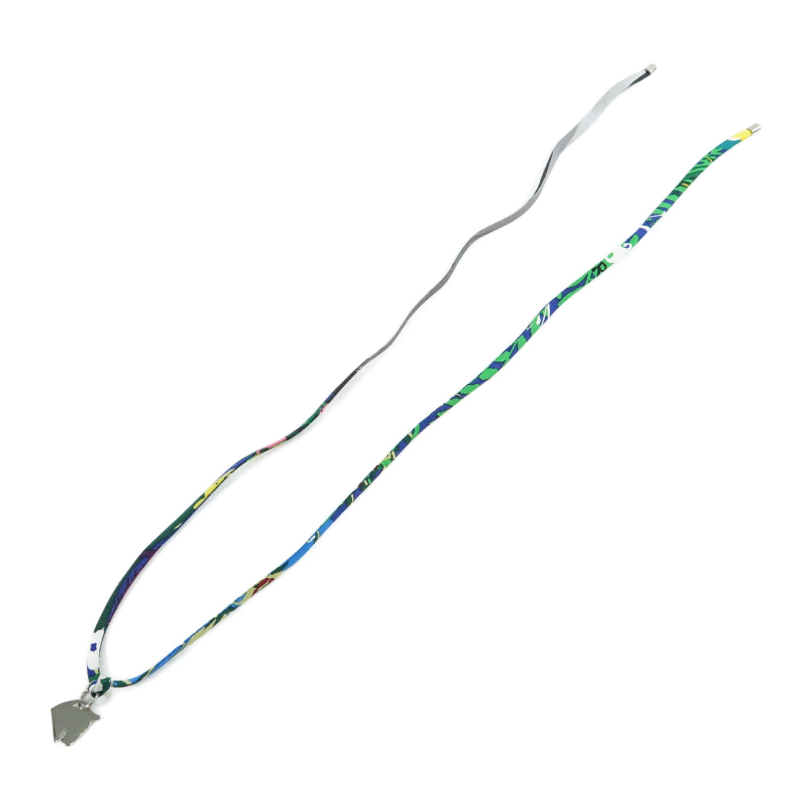 HERMES 絲質Horse Necklace項鍊綠色