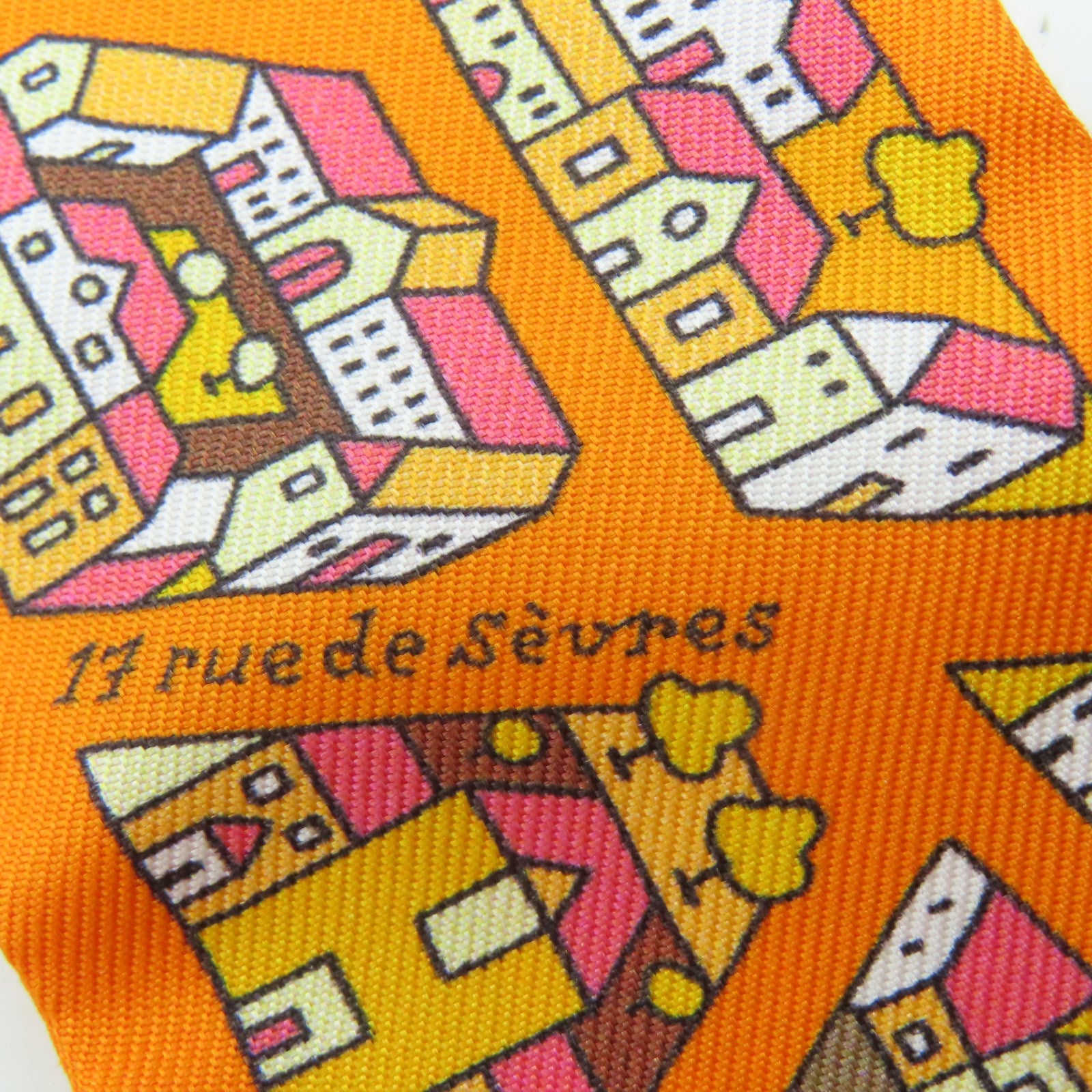 HERMES 絲質Twilly絲巾橙色