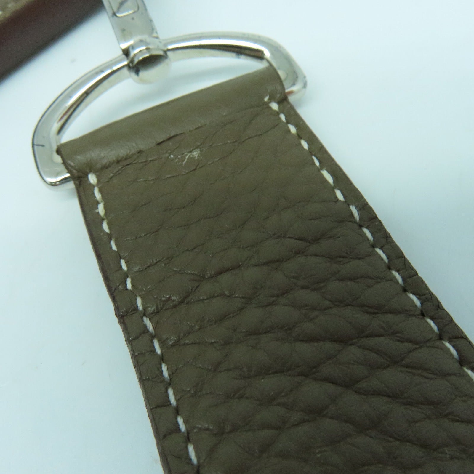 HERMES Clemence皮革Jypsiere 34银扣肩背袋Etoupe灰色