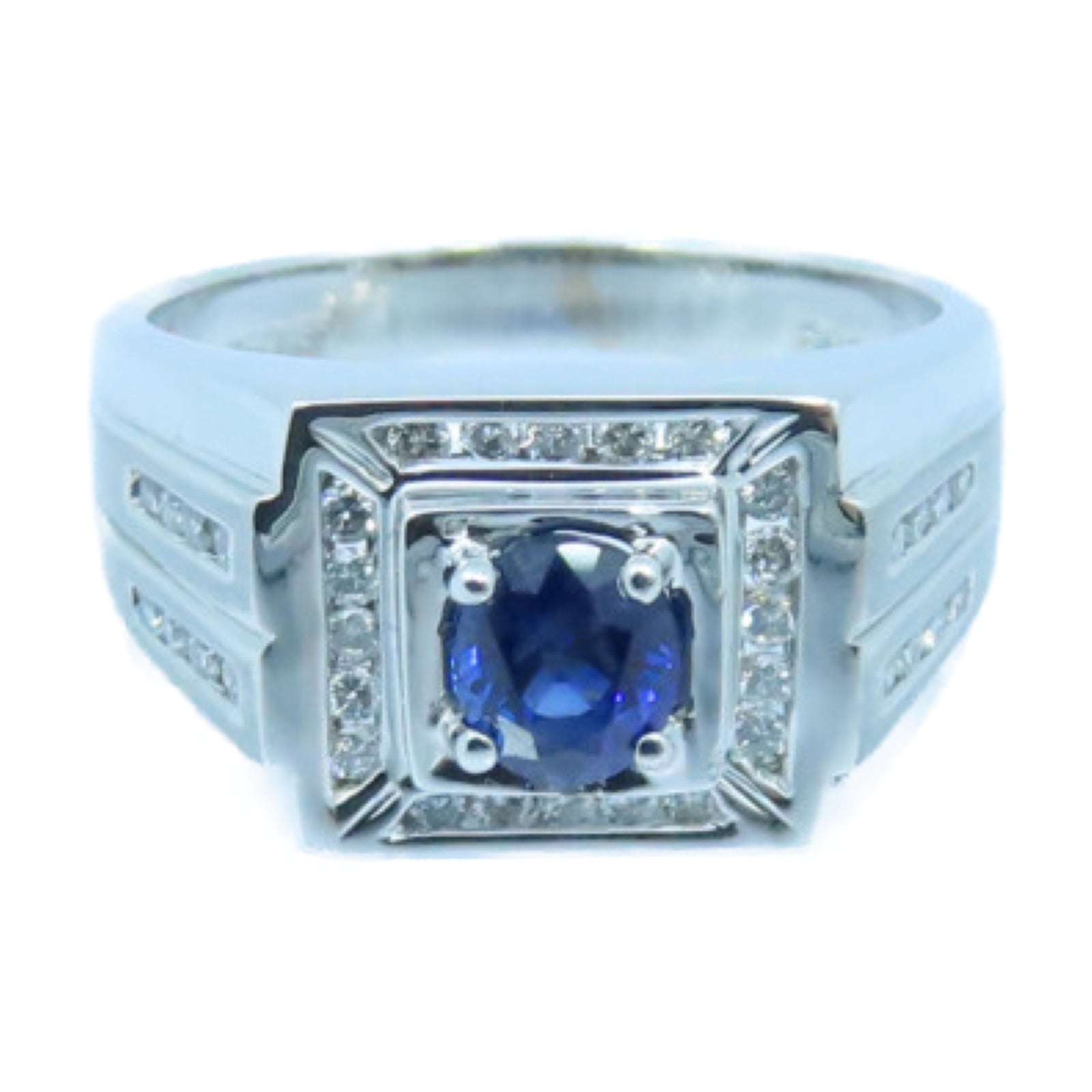 JEWELRY 18K White Gold Sapphire Ring Sapphire Ring US#8
