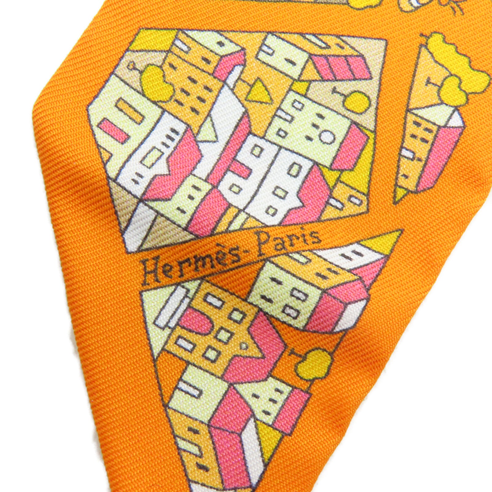 HERMES 絲質Twilly絲巾橙色