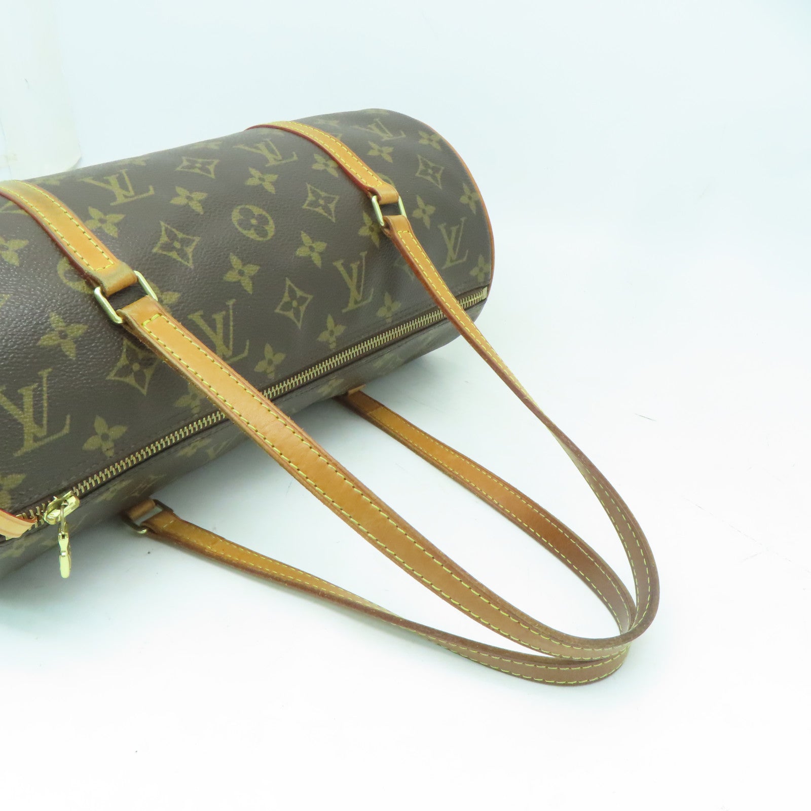 LOUIS VUITTON Monogram Papillon GM金扣手挽袋啡色