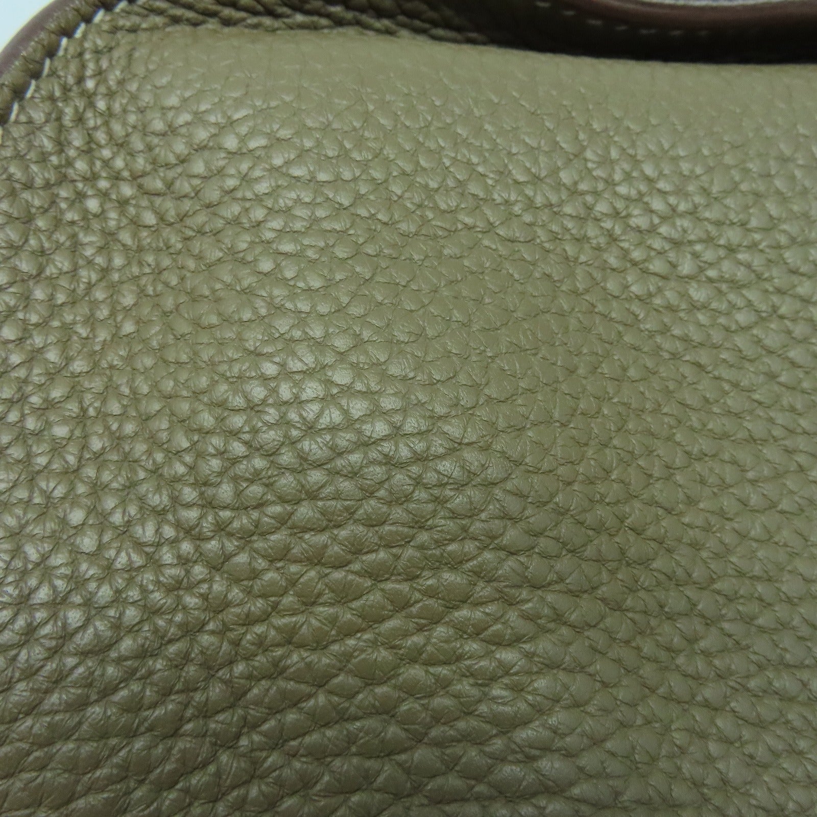 HERMES Clemence皮革Jypsiere 34银扣肩背袋Etoupe灰色