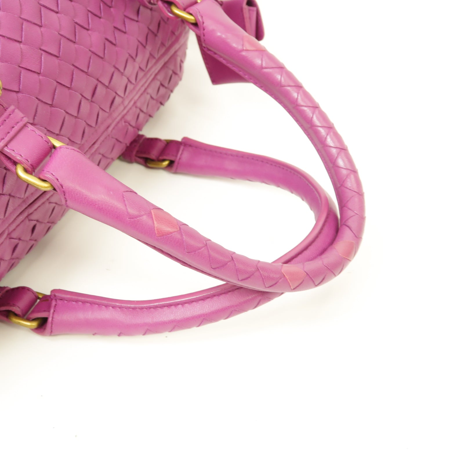 BOTTEGA VENETA 織紋皮革Montaigne Handbag金扣手挽袋紫色