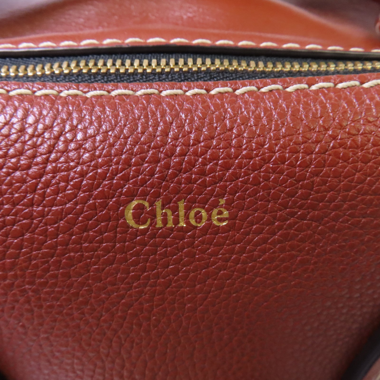 Chloe 牛皮皮革2Way Shoulder Bag金扣手挽肩背兩用袋啡色