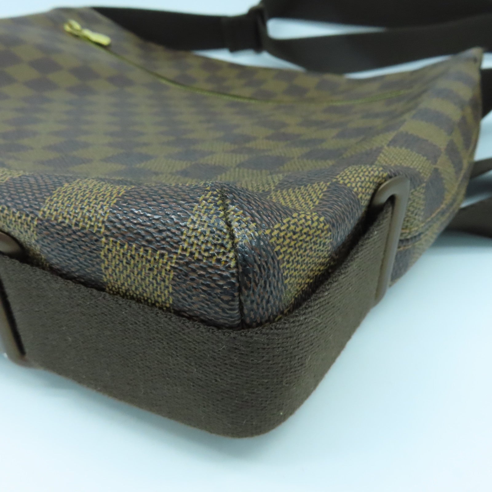 LOUIS VUITTON Damier Brooklyn MM Gold Buckle Shoulder Bag Brown