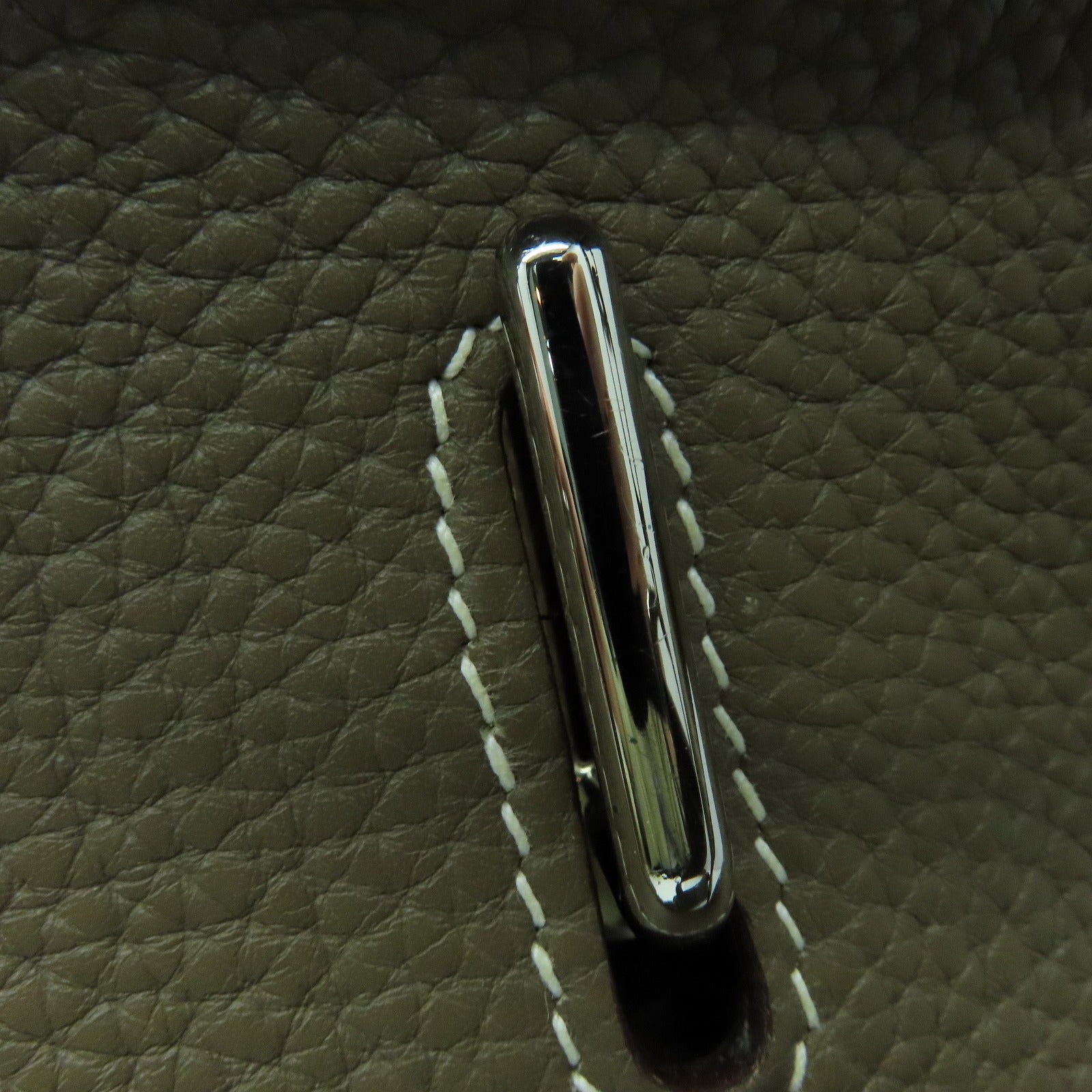 HERMES Clemence皮革Jypsiere 34银扣肩背袋Etoupe灰色