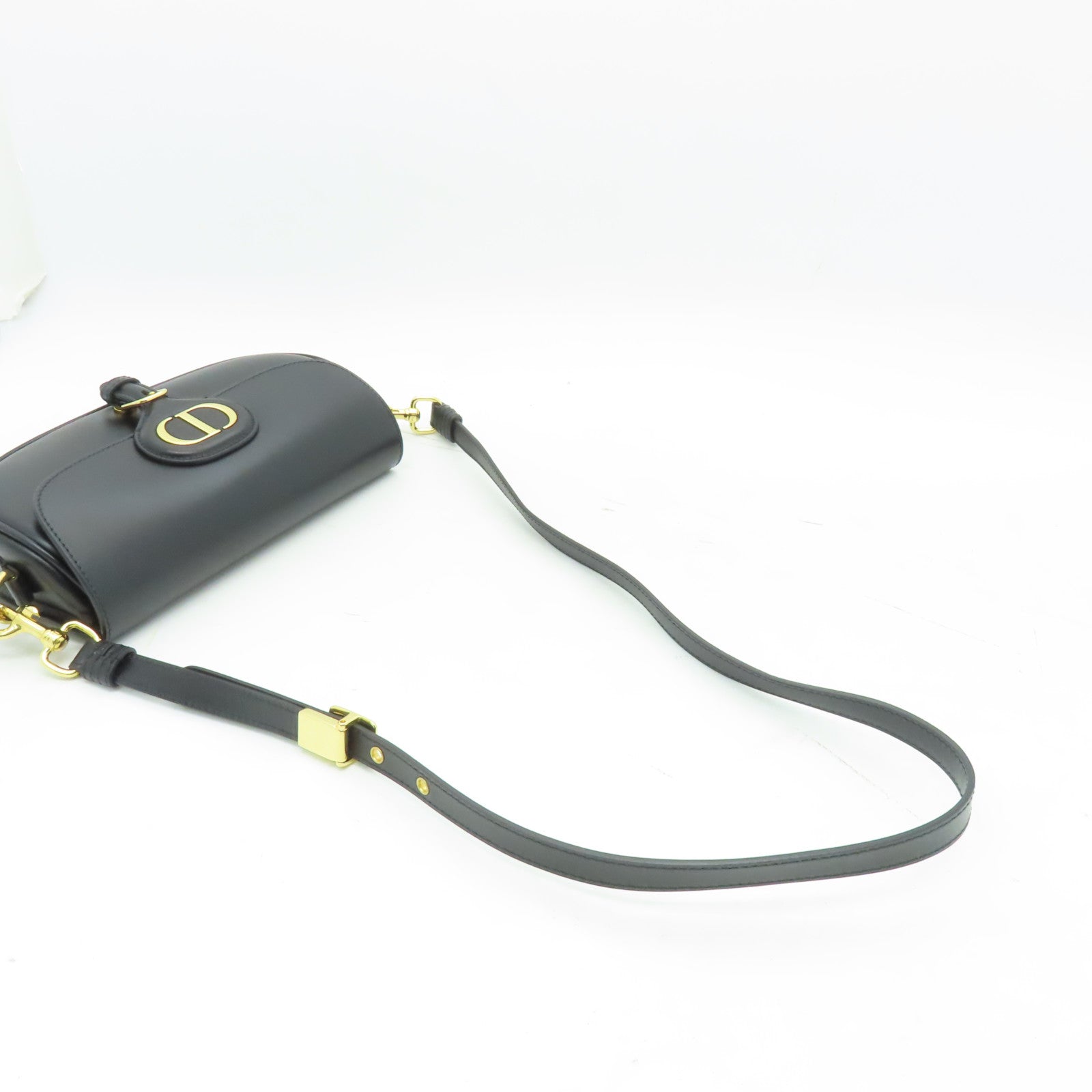 Dior 牛皮皮革Dior Bobby金扣肩背袋黑色