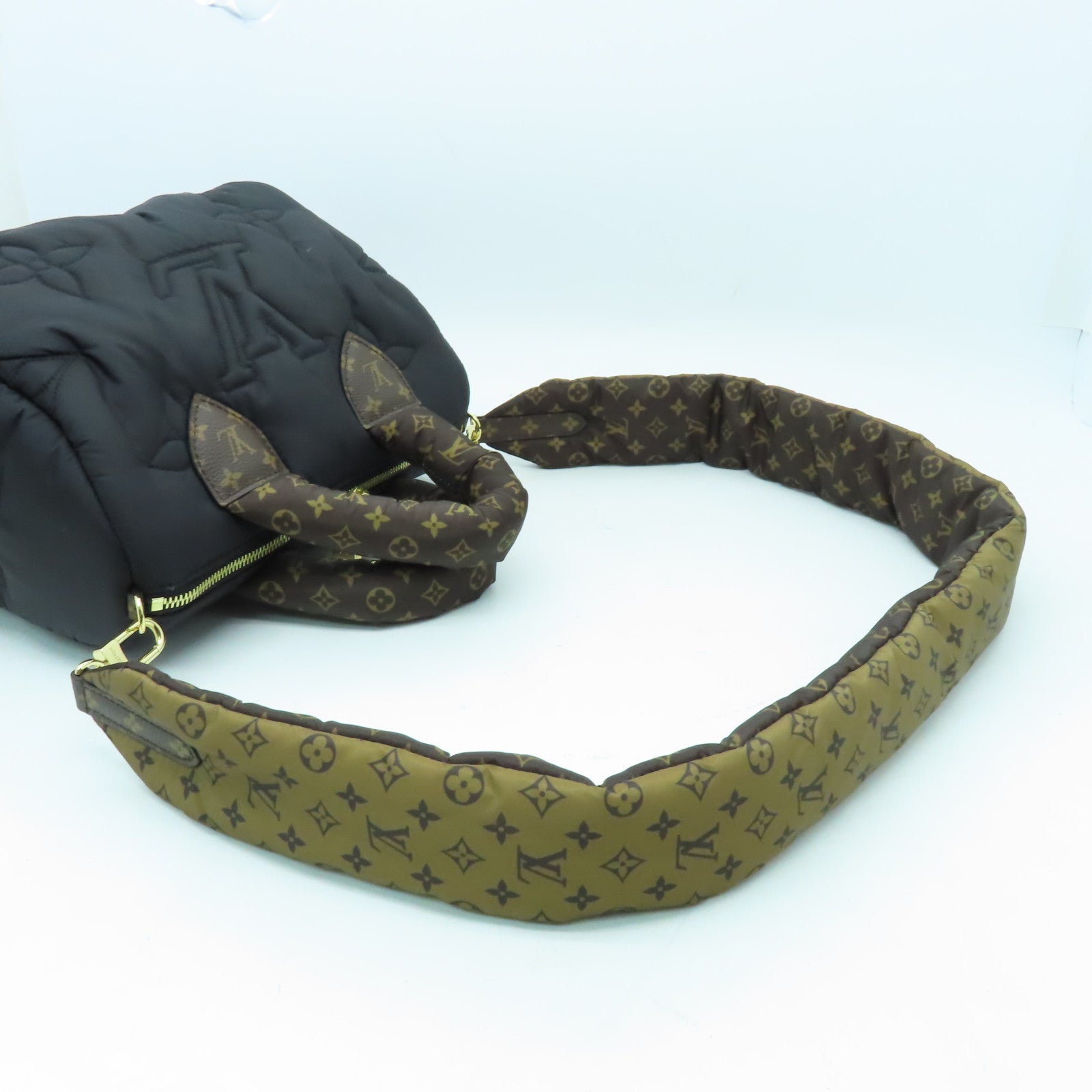 LOUIS VUITTON 尼龍Speedy Bandouliere 25金扣手挽肩背兩用袋黑色/啡色