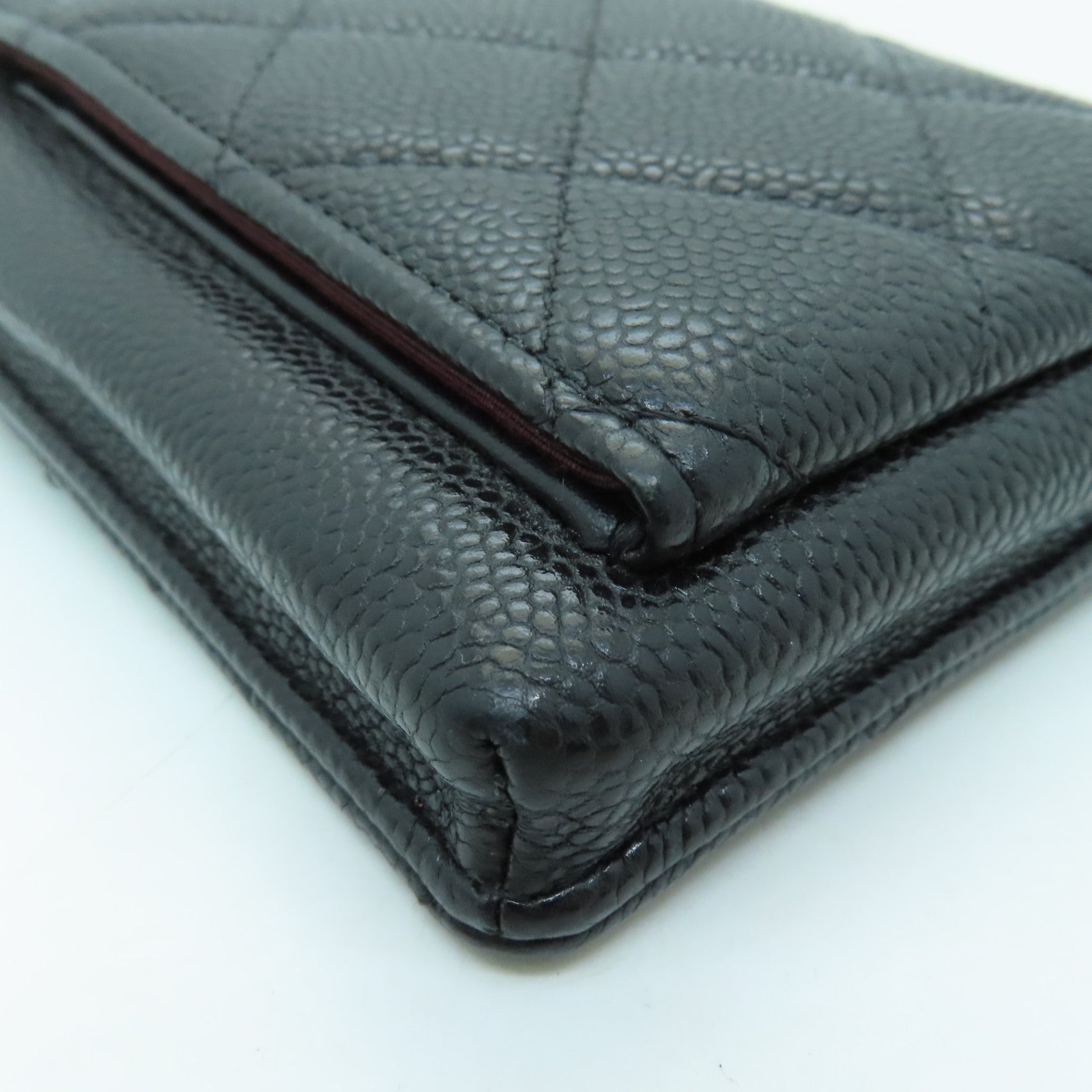 CHANEL 牛皮皮革Phone Case Crossbody銀扣肩背袋黑色