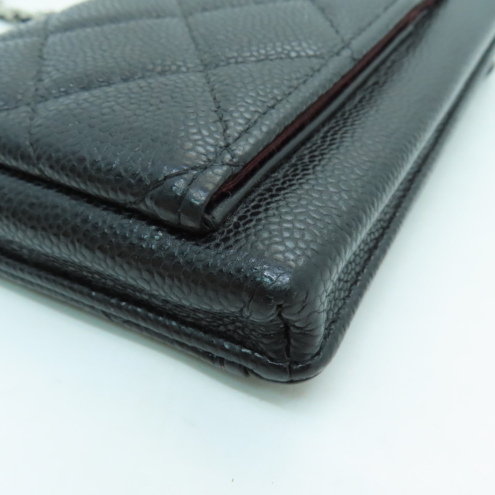 CHANEL 牛皮皮革Phone Case Crossbody銀扣肩背袋黑色
