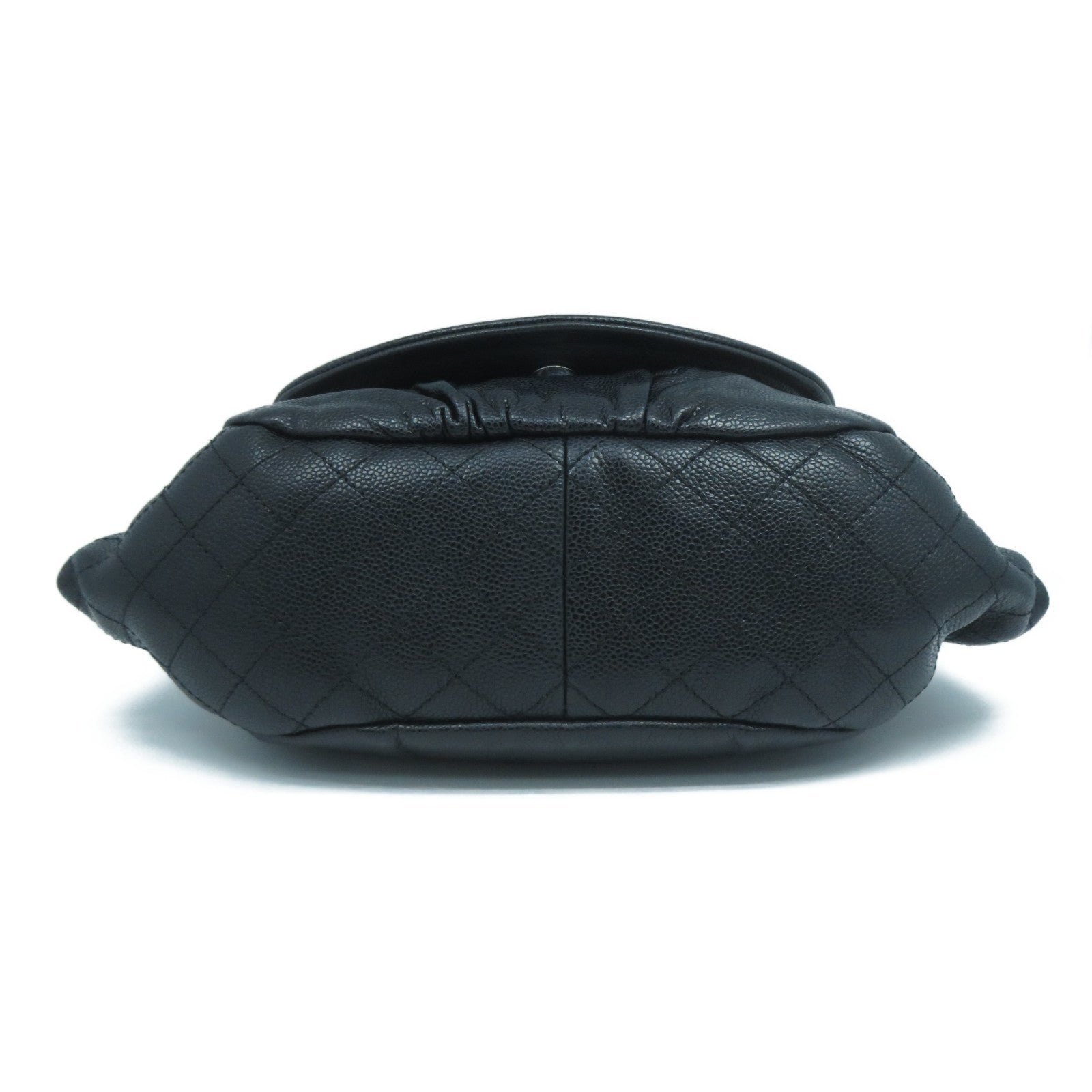 CHANEL Caviar皮革Chain Shoulder Bag銀扣鏈帶肩背袋黑色