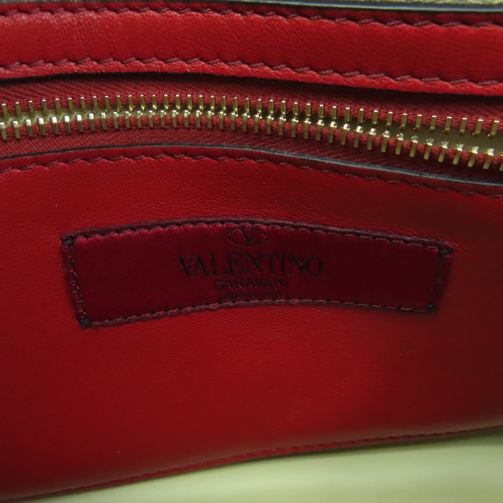 Valentino 菱格牛皮皮革Chain Shoulder Bag金扣手挽肩背兩用袋米色