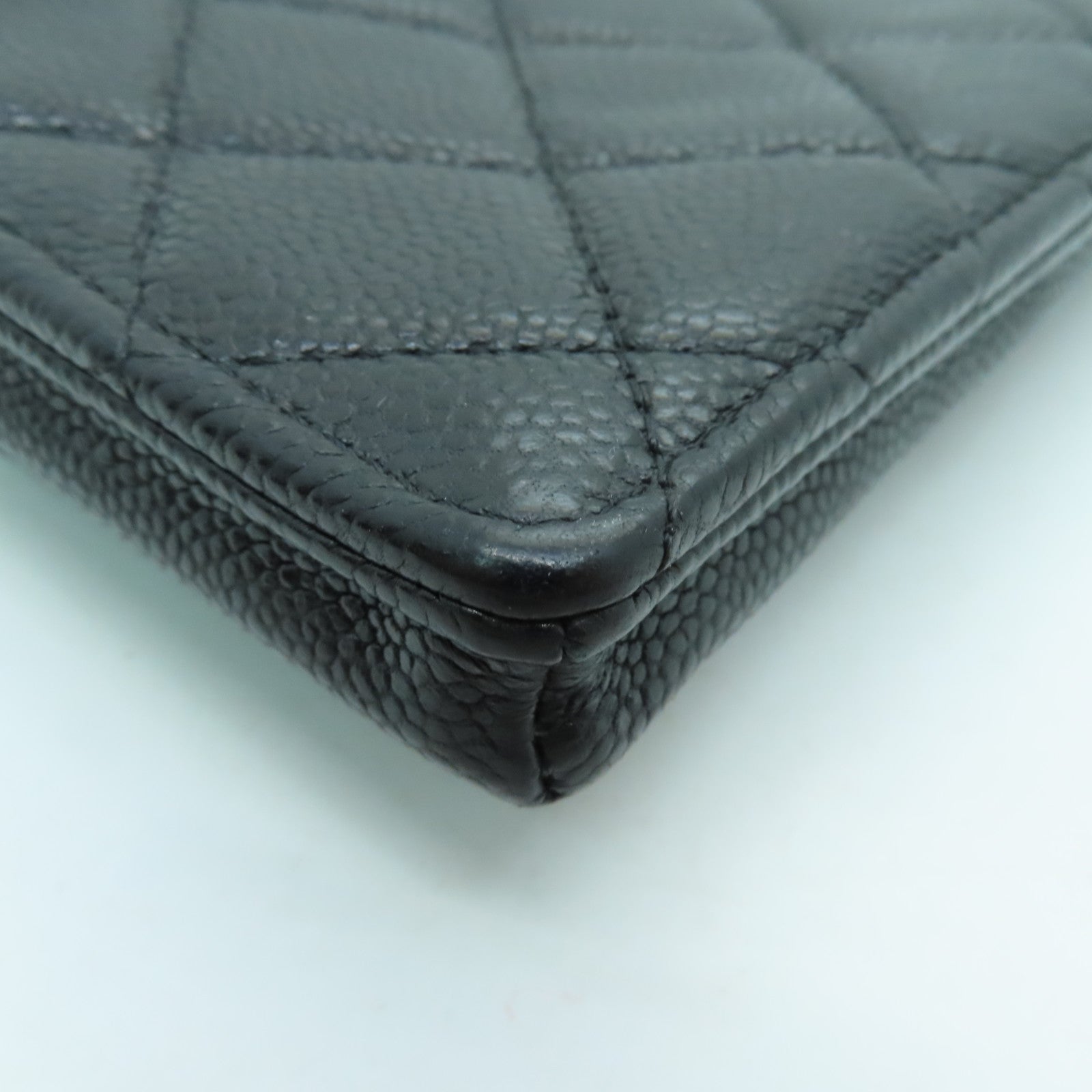 CHANEL 牛皮皮革Phone Case Crossbody銀扣肩背袋黑色