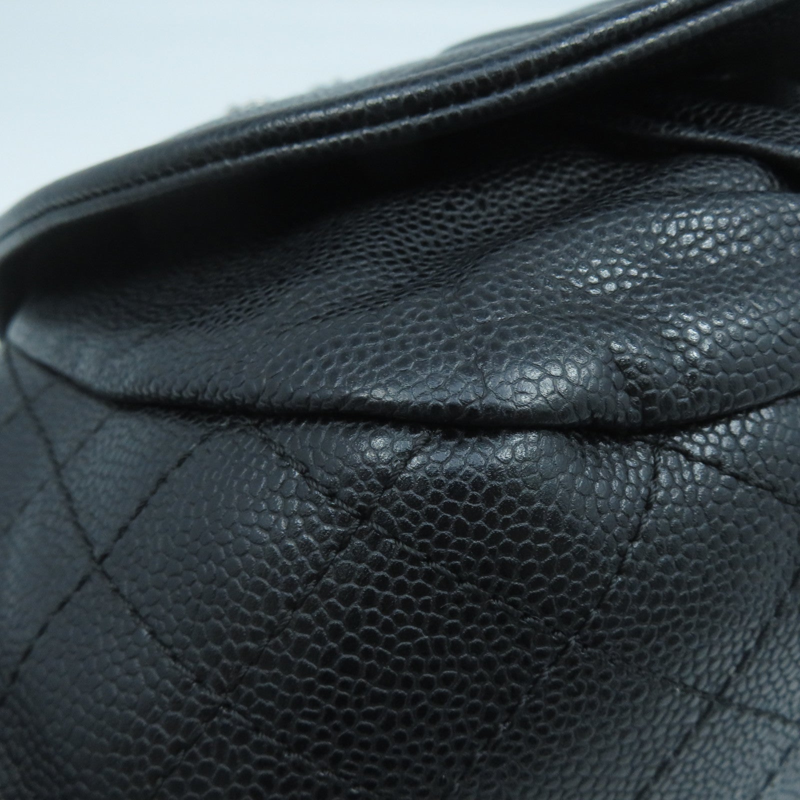 CHANEL Caviar皮革Chain Shoulder Bag銀扣鏈帶肩背袋黑色