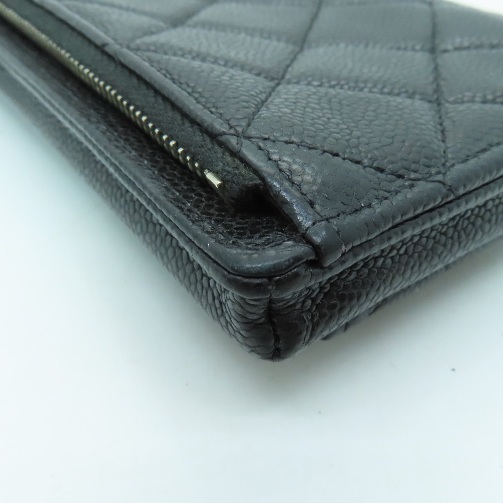 CHANEL 牛皮皮革Phone Case Crossbody銀扣肩背袋黑色